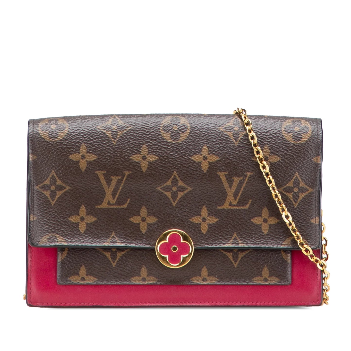 Brown Louis Vuitton Monogram Flore Wallet On Chain Crossbody Bag