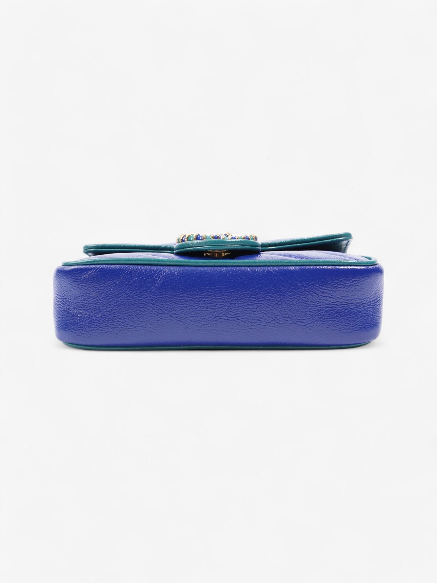 Gucci GG Marmont Blue / Green Matelasse Leather Super Mini