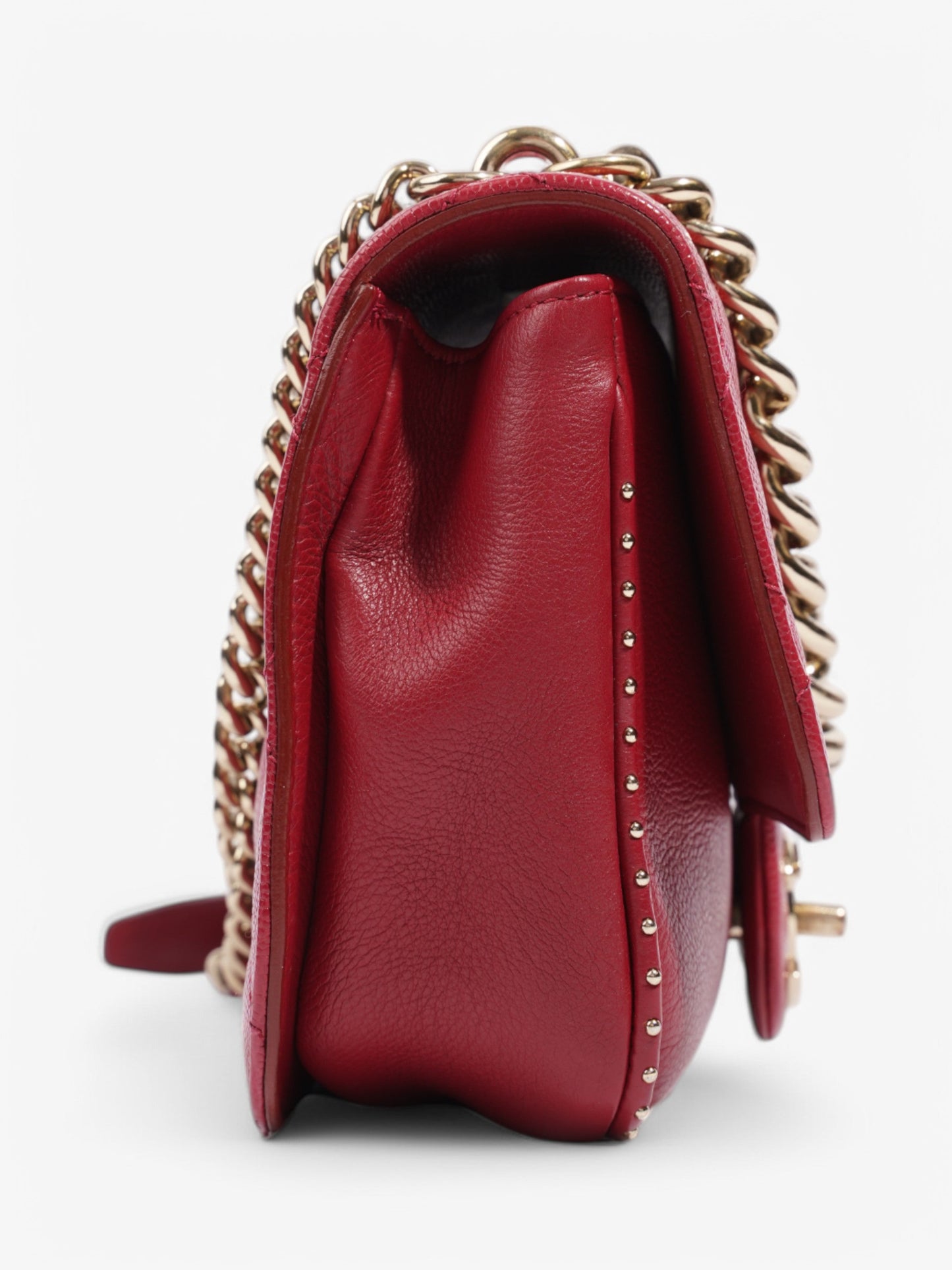 Chanel Small Studded Flap Bag Crimson Caviar Leather