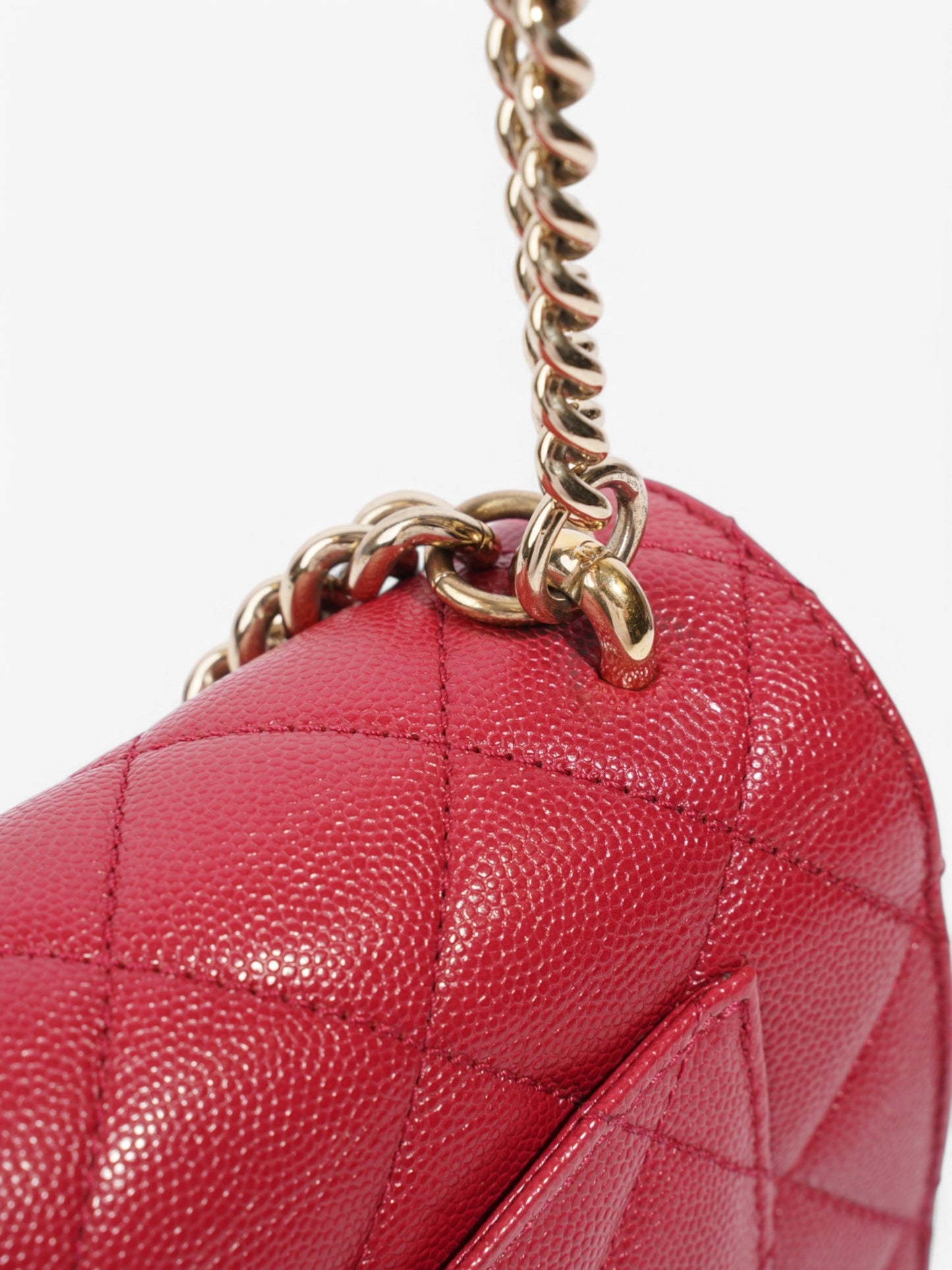 Chanel Small Studded Flap Bag Crimson Caviar Leather