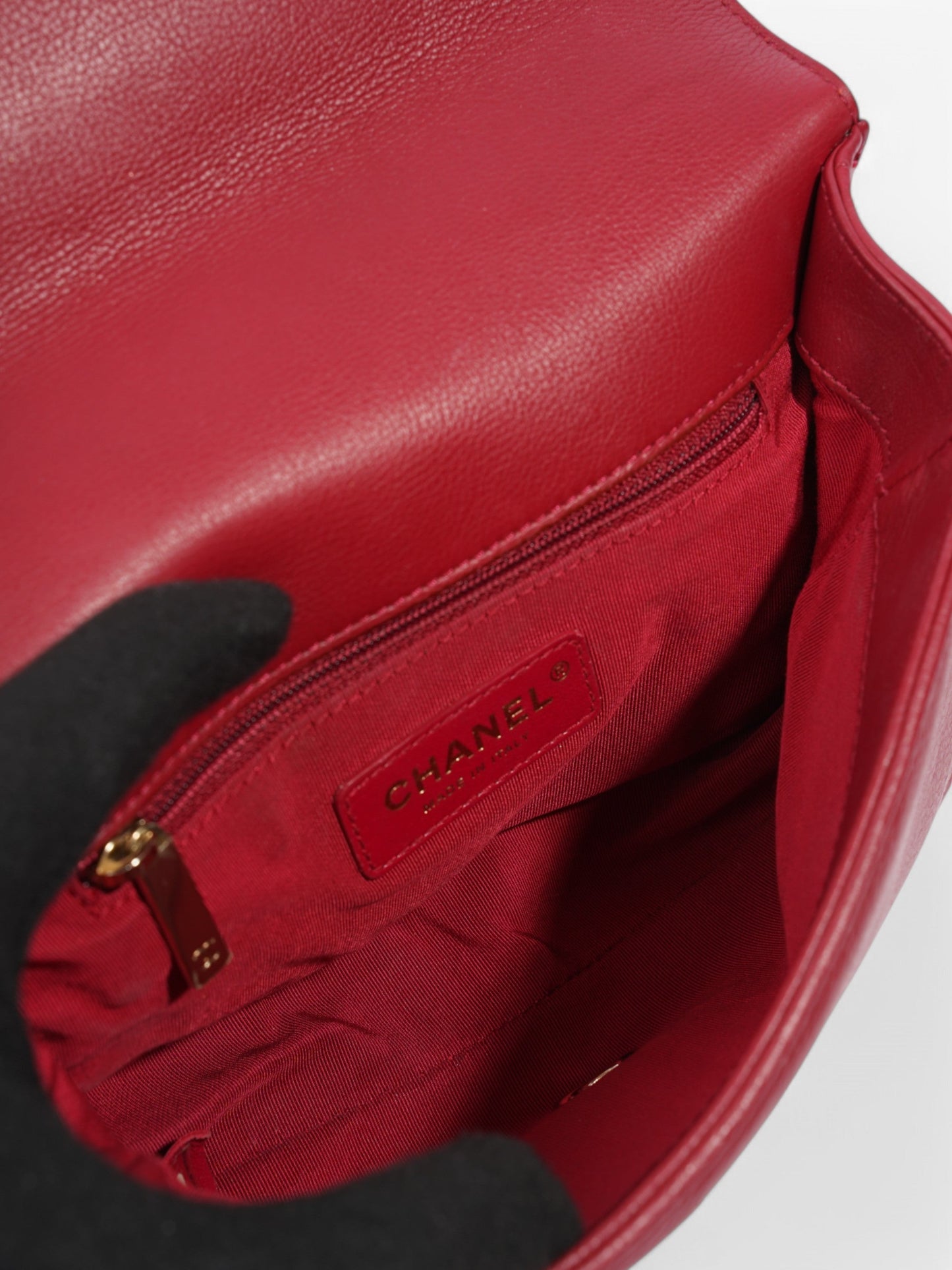 Chanel Small Studded Flap Bag Crimson Caviar Leather