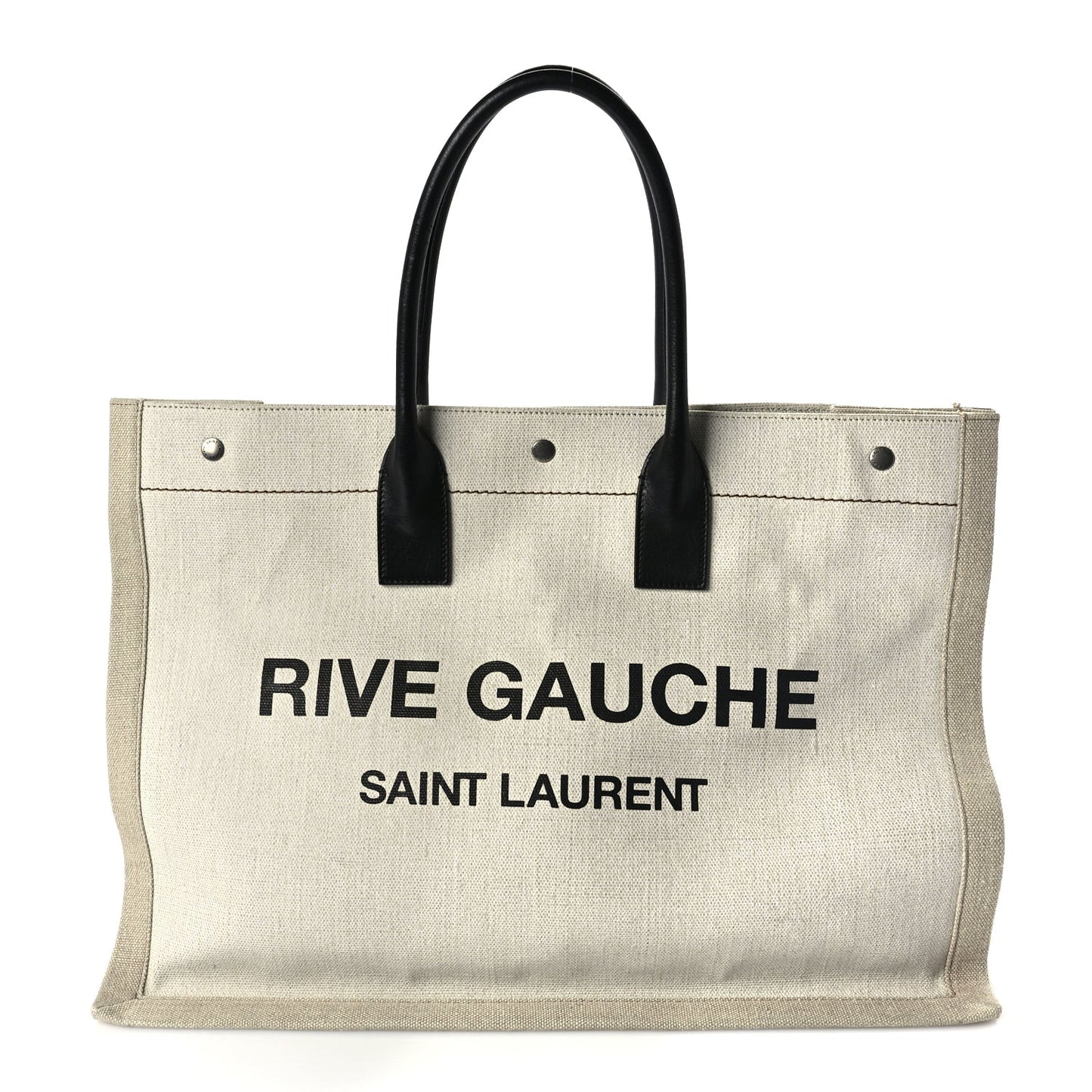 Saint Laurent Linen Calfskin Rive Gauche Tote Optic White