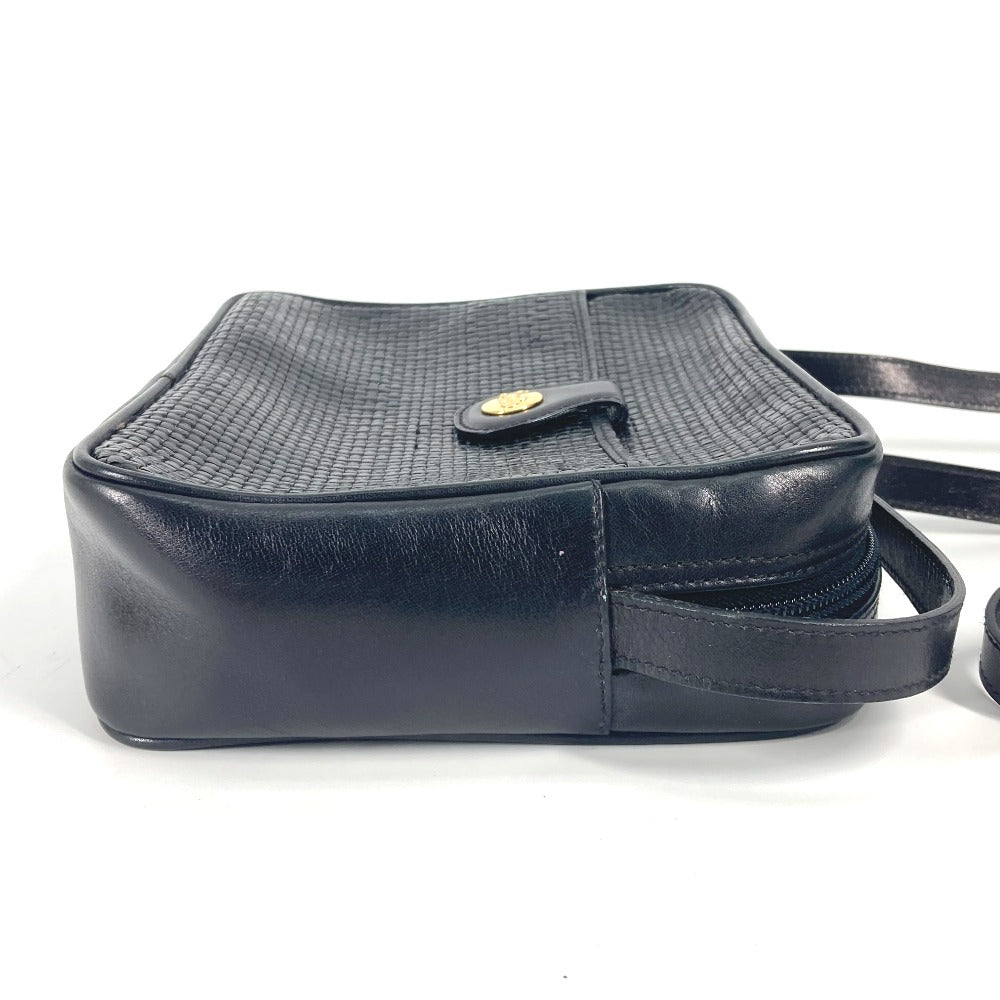 CELINE Shoulder Bag leather black vintage Carriage Metal Women