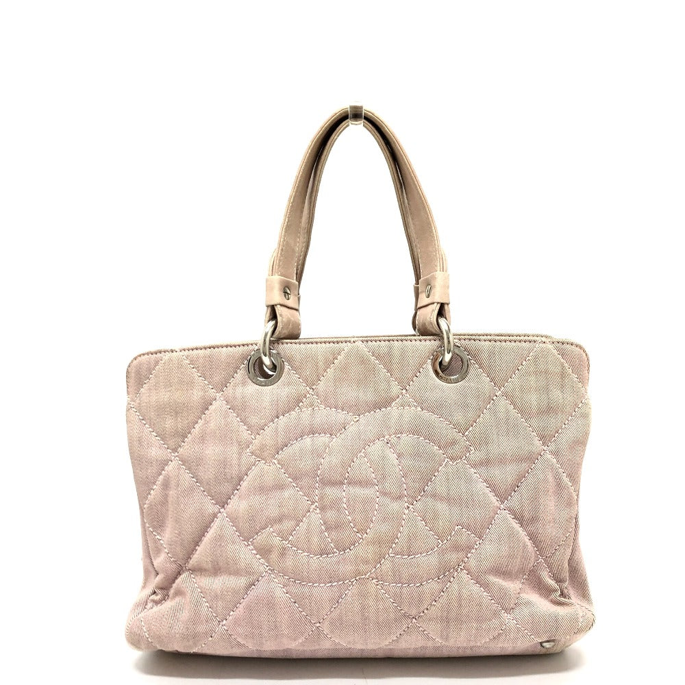 CHANEL Tote Bag Cotton canvas Pink type COCO Mark CC Matrasse Women