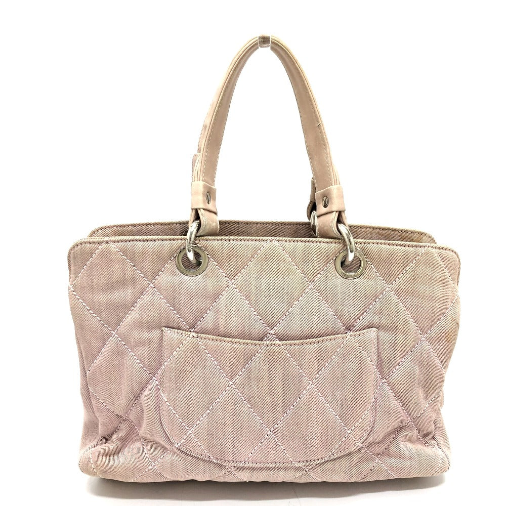 CHANEL Tote Bag Cotton canvas Pink type COCO Mark CC Matrasse Women