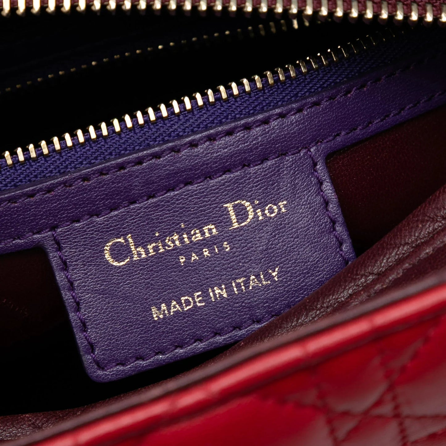 Red Dior Medium Tricolor Lambskin Cannage Lady Dior Satchel