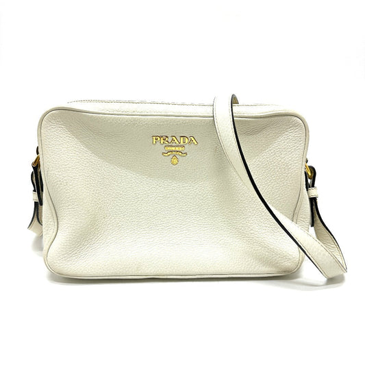 PRADA Shoulder Bag leather white logo