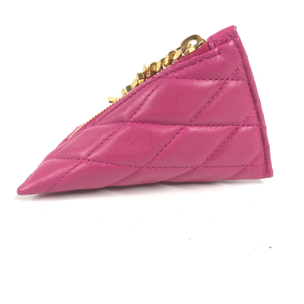 SAINT LAURENT PARIS Coin case leather pink Quilting Triangle