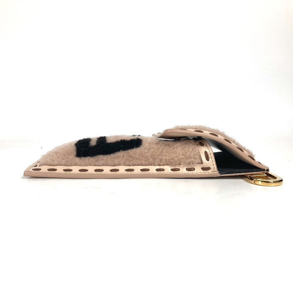 FENDI Pouch 7AS047 Fur, Leather beige Smartphone case phone pouch Women