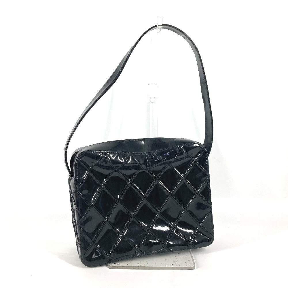 CHANEL Shoulder Bag Patent leather black vintage quilting matelasse Women