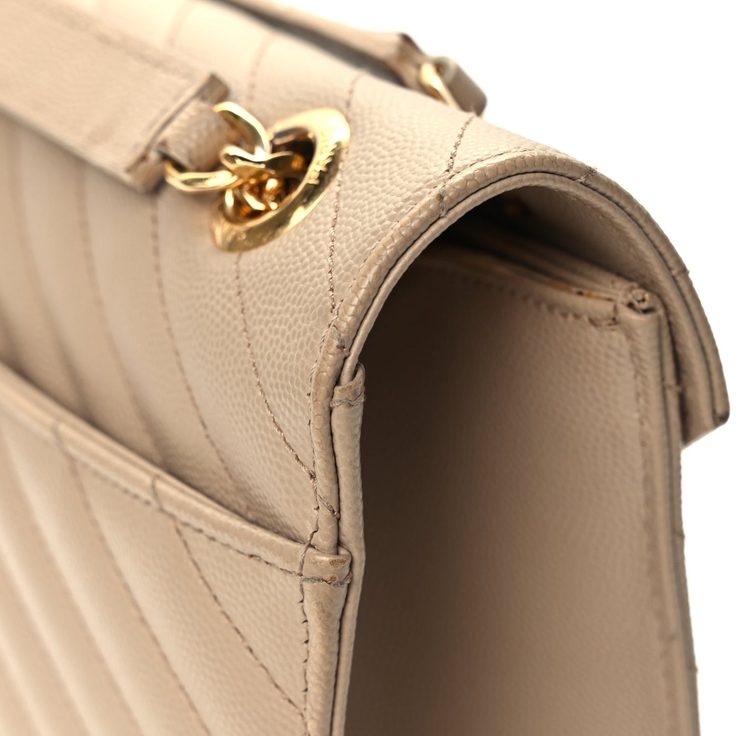 Saint Laurent Grain De Poudre Matelasse Chevron Large Monogram Satchel Dark Beige