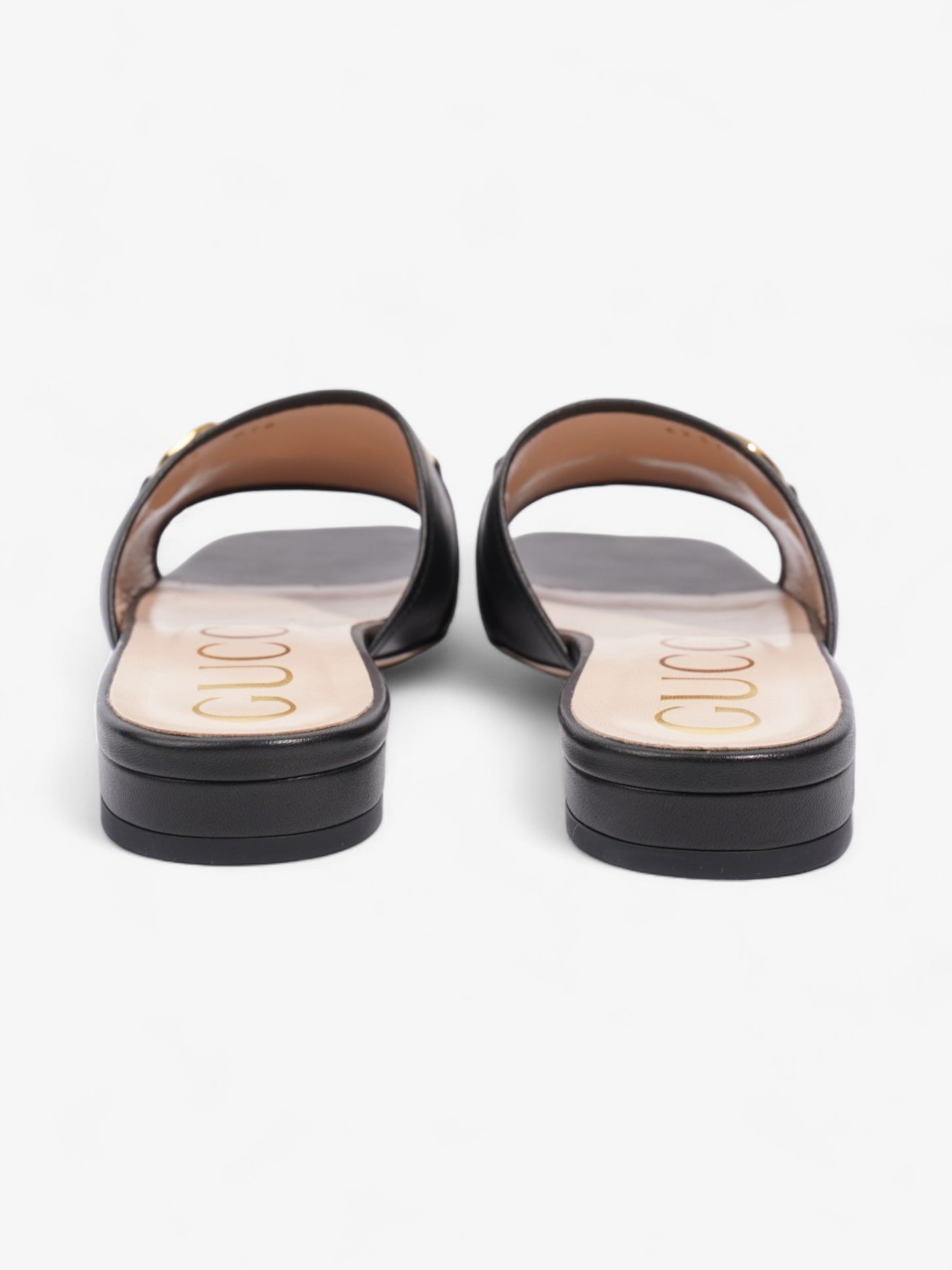 Gucci Horsebit Slides Black / Gold Leather EU 39 UK 6