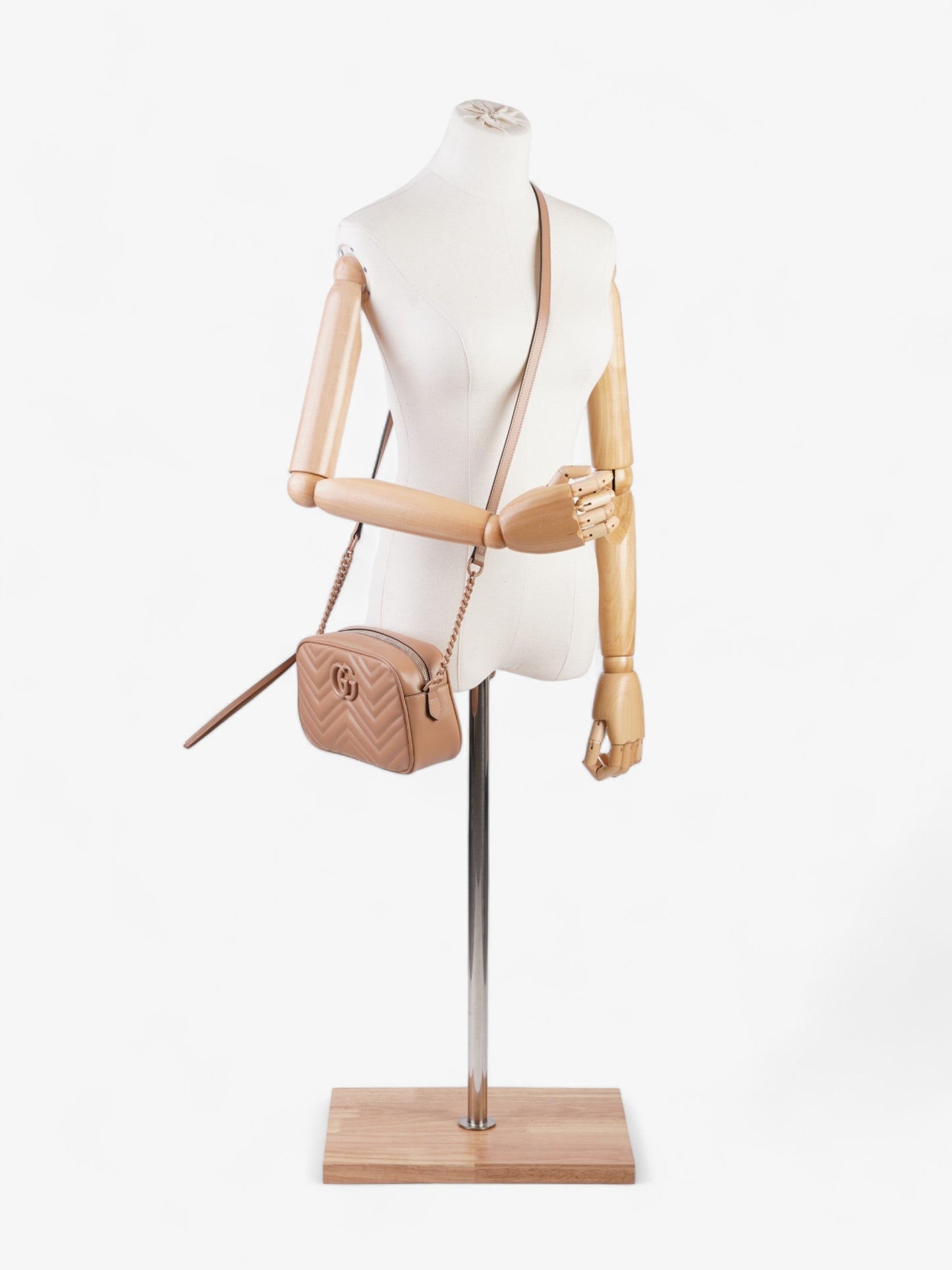Gucci GG Marmont Beige Matelasse Leather Small