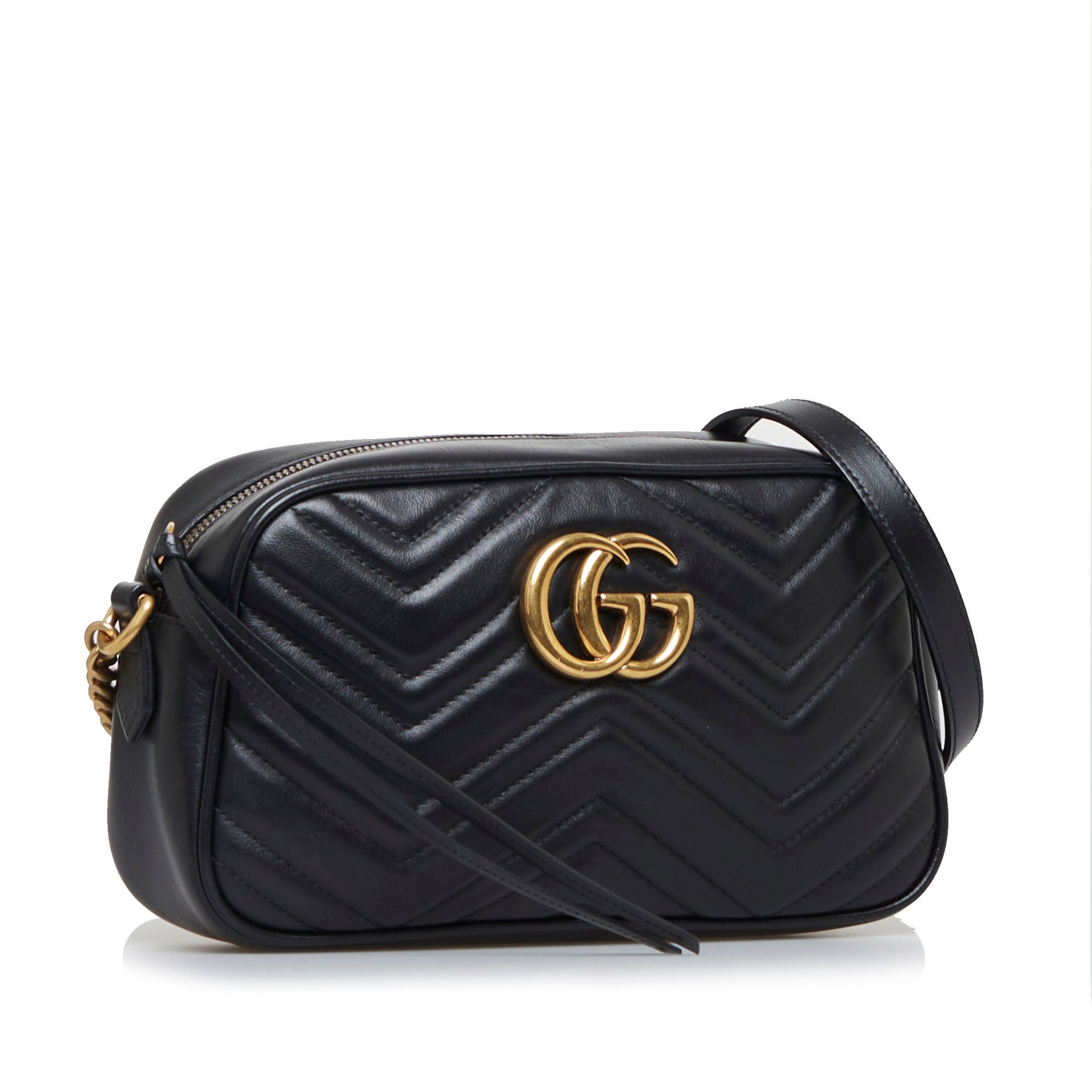 Gucci GG Marmont Black Leather Quilted Crossbody Style 3
