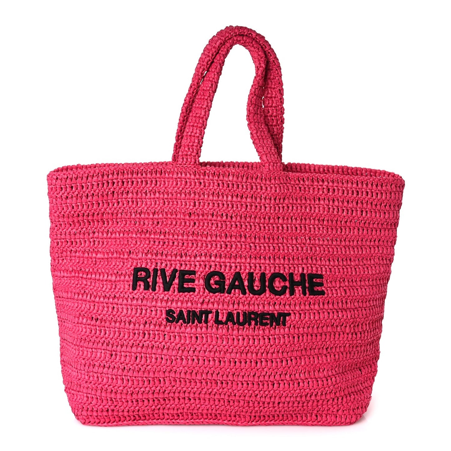 Saint Laurent Raffia Rive Gauche Tote Pink