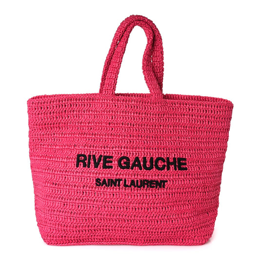 Saint Laurent Raffia Rive Gauche Tote Pink