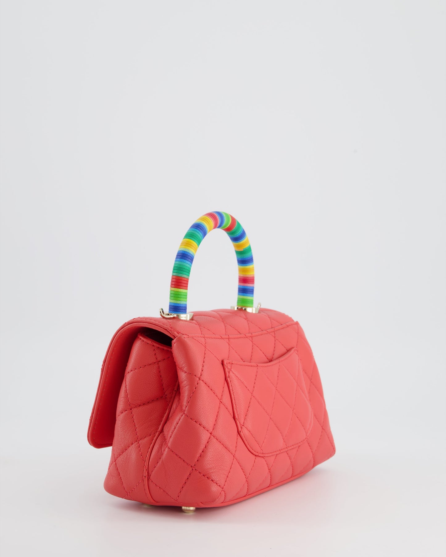 Chanel Pink Extra Mini Coco Multi-Colour Handle Bag in Lambskin with Champagne Gold Hardware