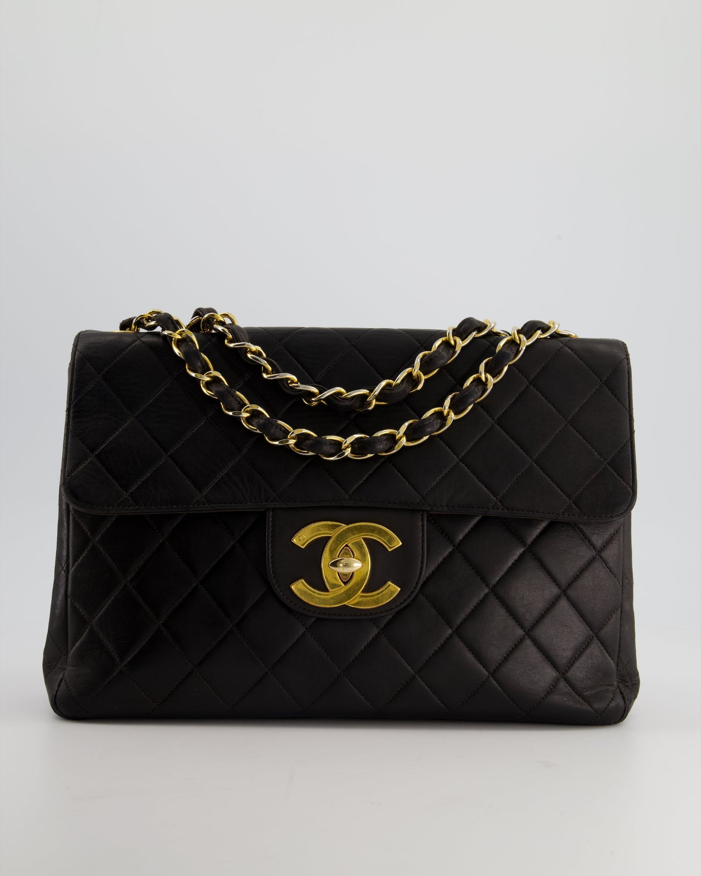 Chanel Black   Maxi Mademoiselle Single Flap Bag in Lambskin with 24K Gold Hardware