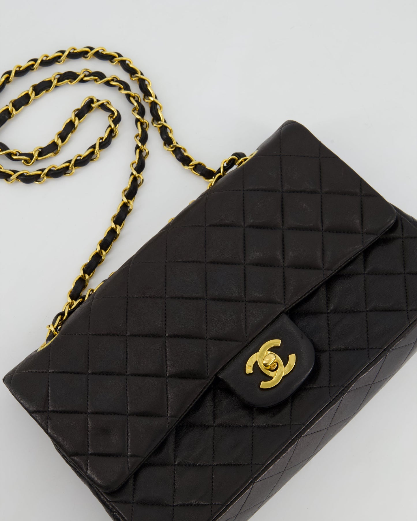 Chanel Black Medium   Double Flap Bag In Lambskin Leather with 24K Gold Hardware