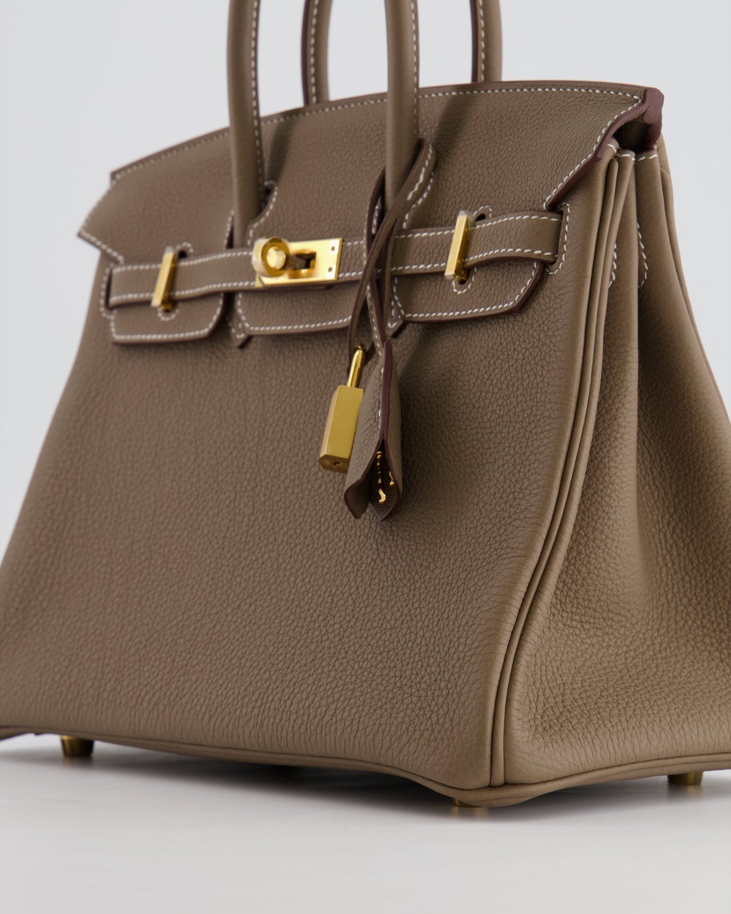 *HOT* Hermès Birkin Retourne 25 Bag in Etoupe Togo Leather with Gold Hardware