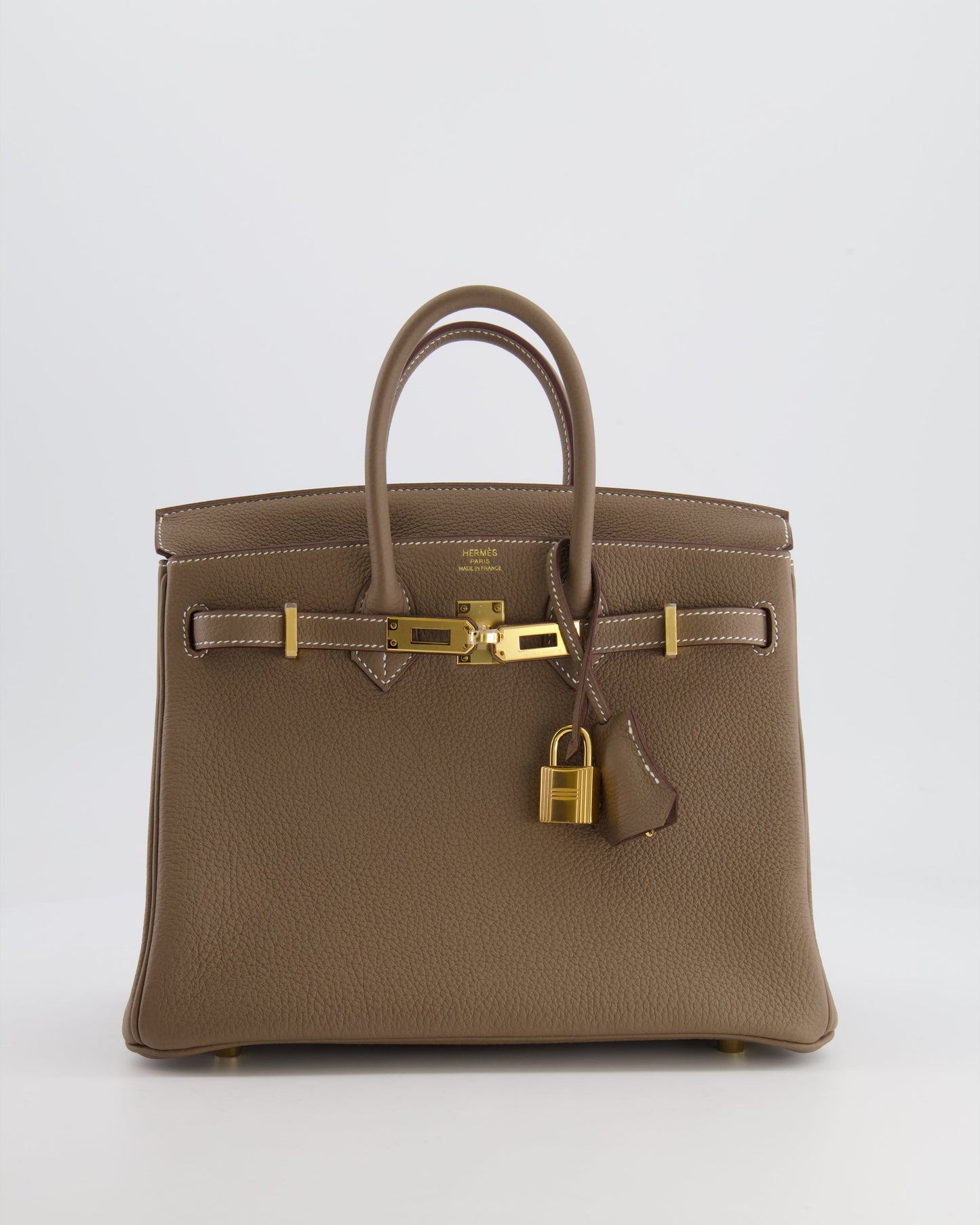 *HOT* Hermès Birkin Retourne 25 Bag in Etoupe Togo Leather with Gold Hardware
