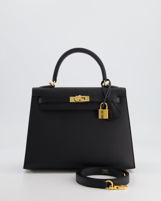 *HOLY GRAIL* Hermès Kelly 25 Sellier Bag in Noir Epsom Leather with Gold Hardware