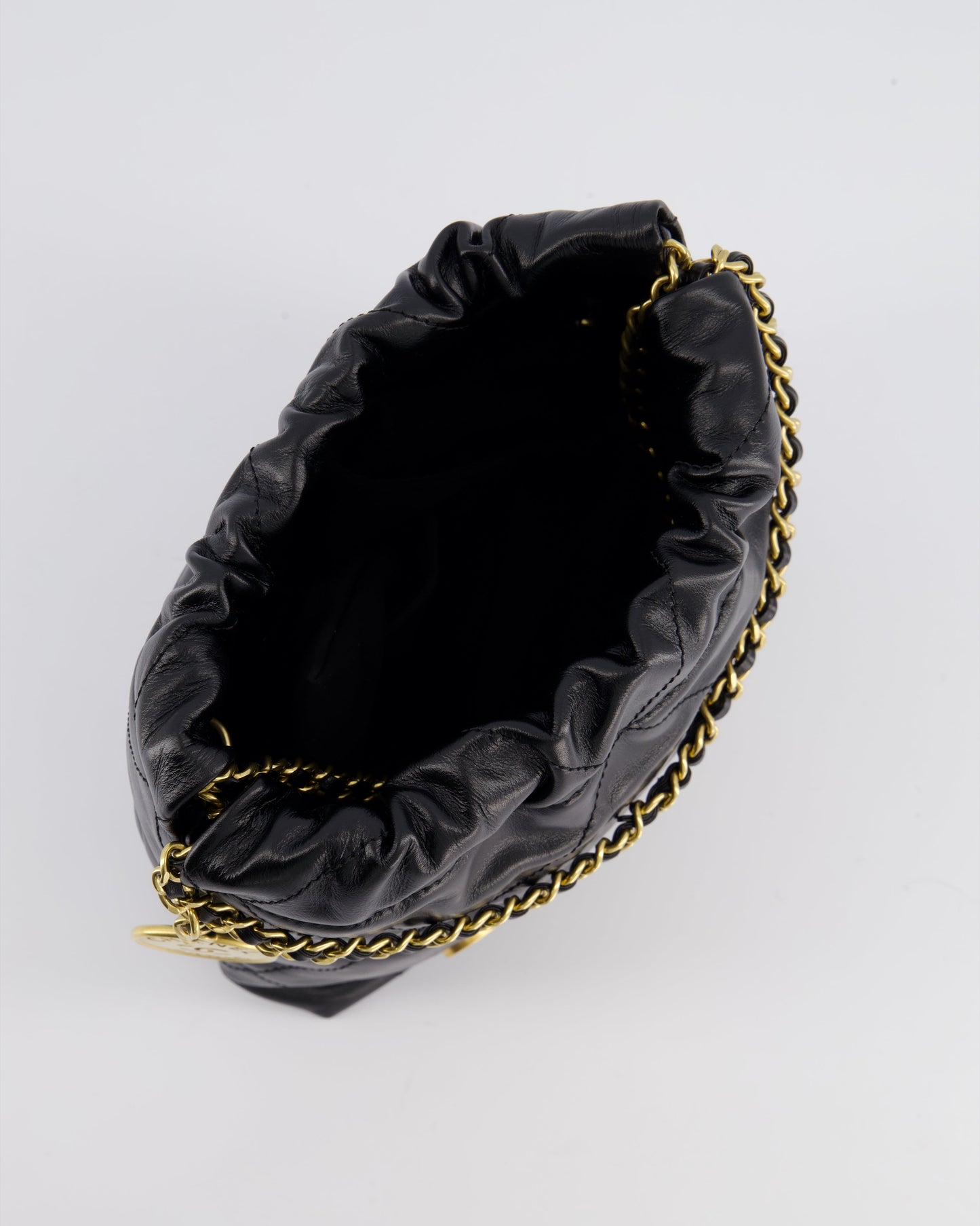 Chanel Mini 22 Bag in Black Shiny Calfskin with Gold Hardware