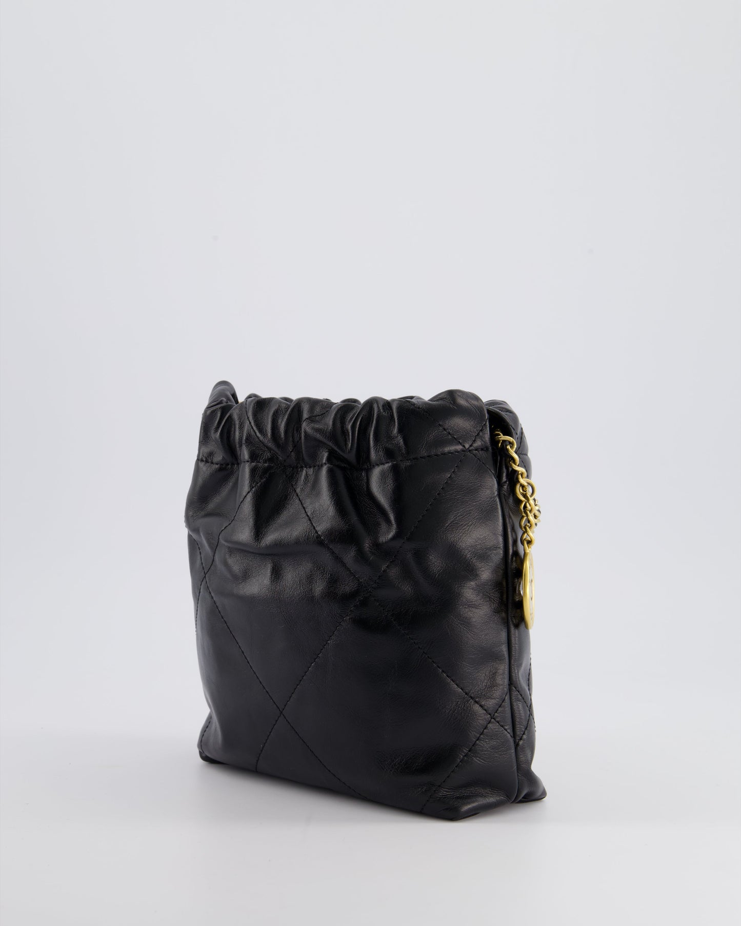 Chanel Mini 22 Bag in Black Shiny Calfskin with Gold Hardware