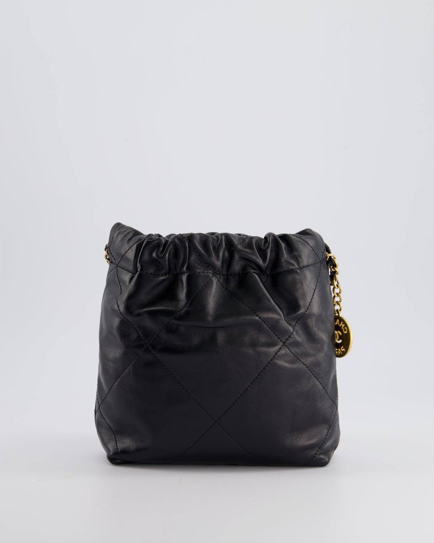 Chanel Mini 22 Bag in Black Shiny Calfskin with Gold Hardware