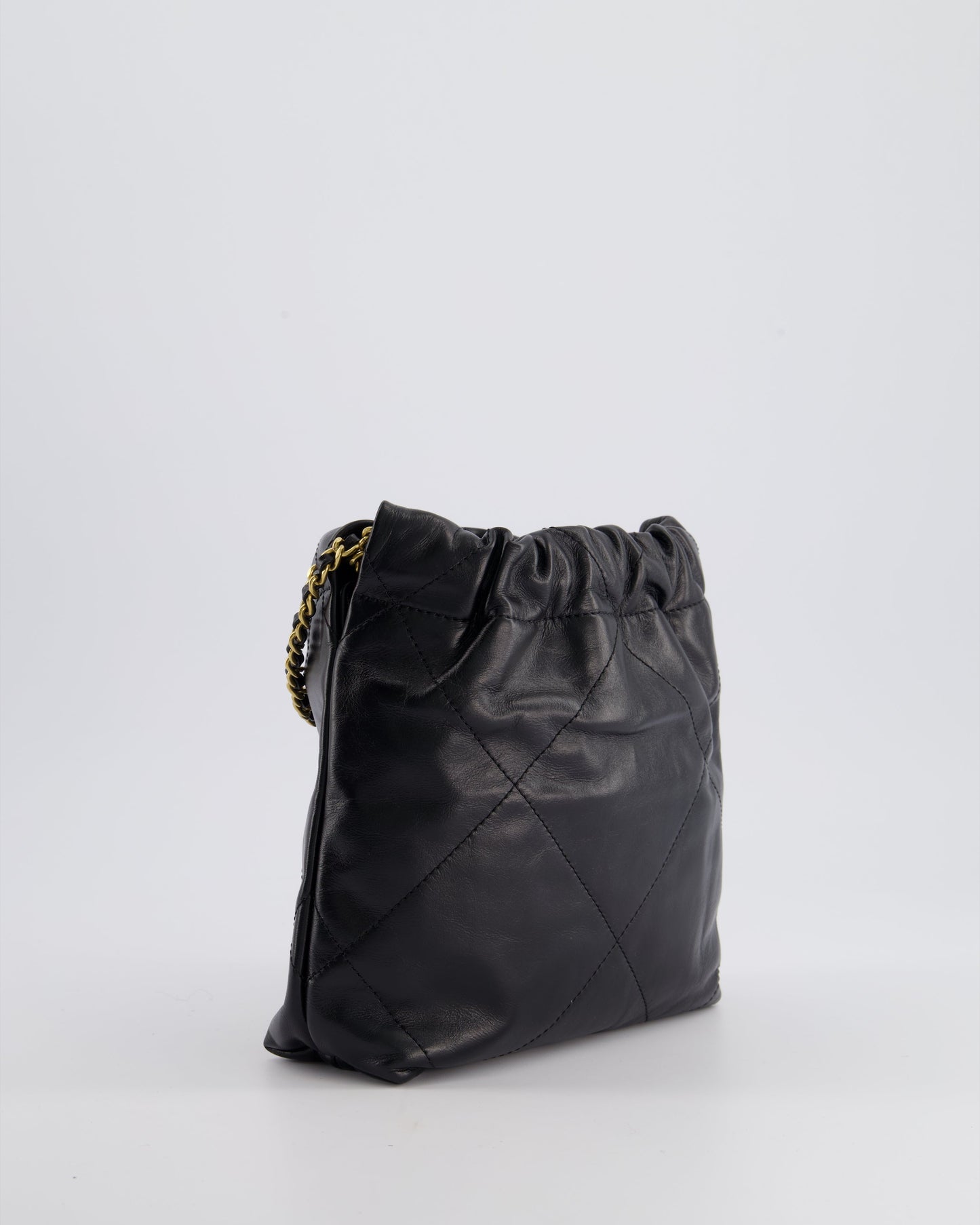 Chanel Mini 22 Bag in Black Shiny Calfskin with Gold Hardware