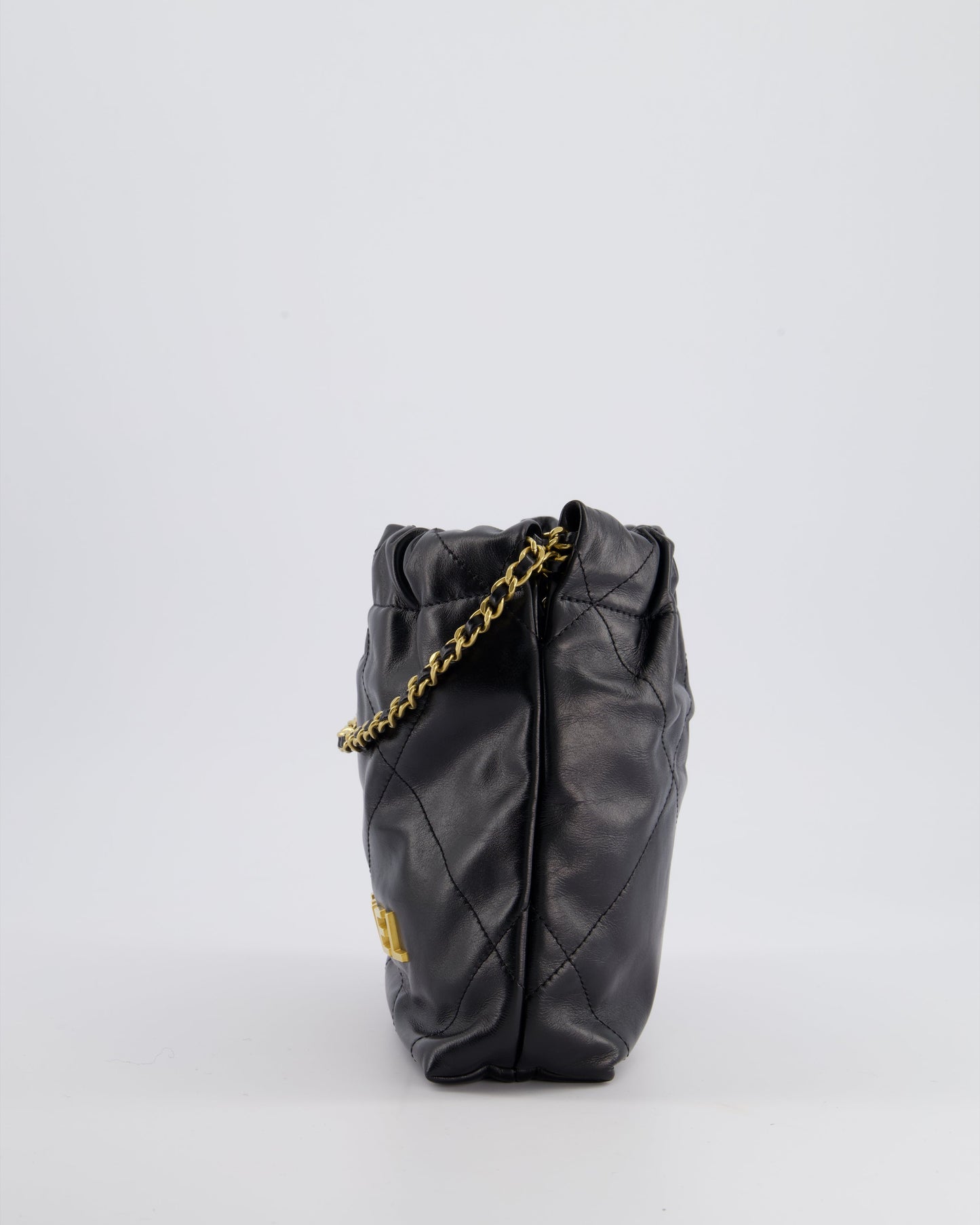 Chanel Mini 22 Bag in Black Shiny Calfskin with Gold Hardware
