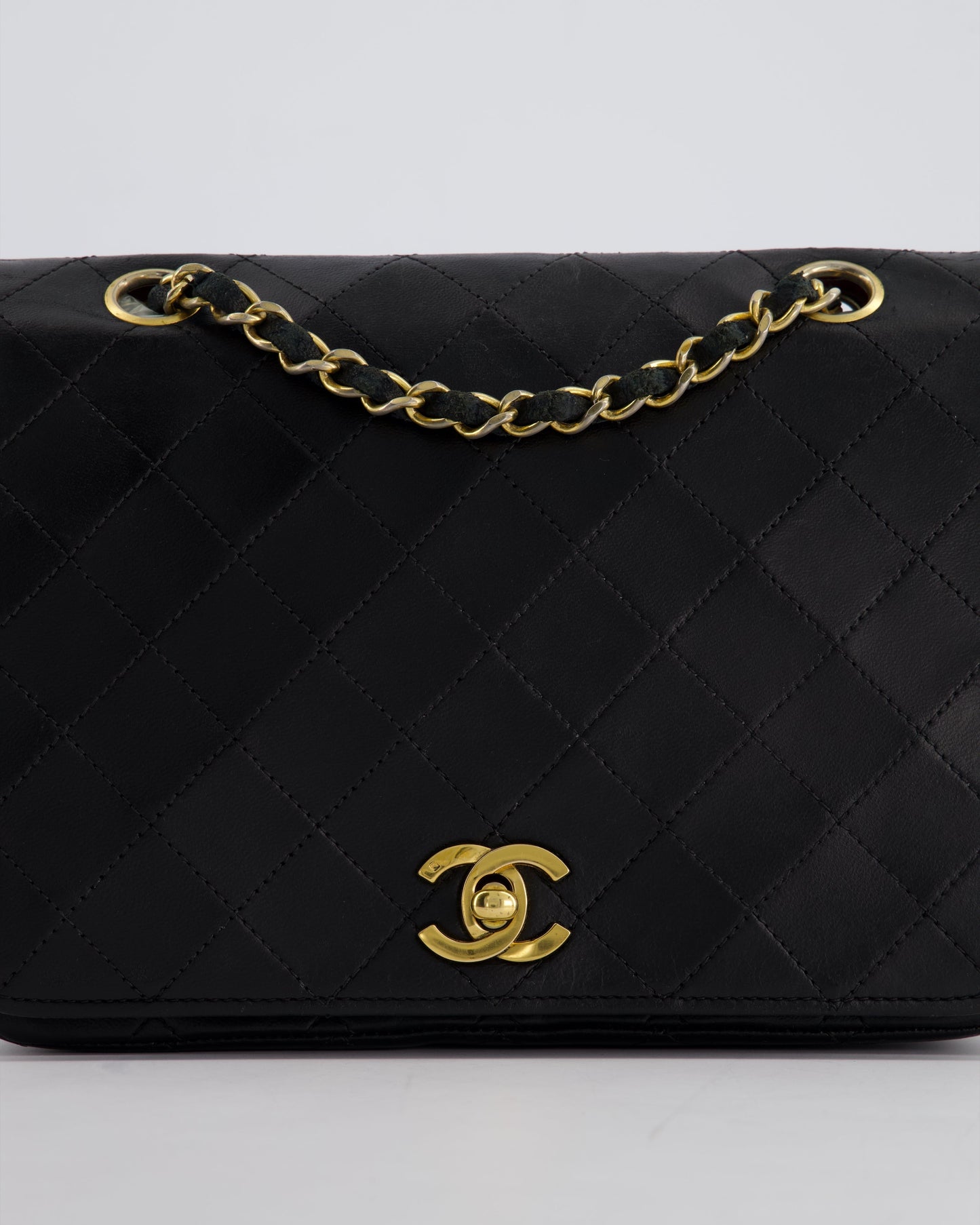 Chanel Black Matelasse Single Flap Bag in Lambskin Leather with Gold Hardware