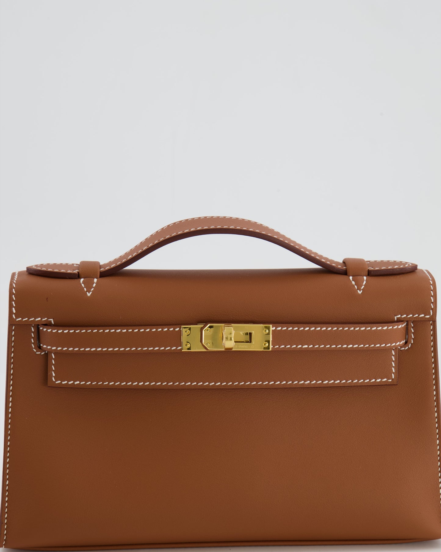 *RARE* Hermès Mini Kelly Pochette Bag in Gold Swift Leather with Gold Hardware