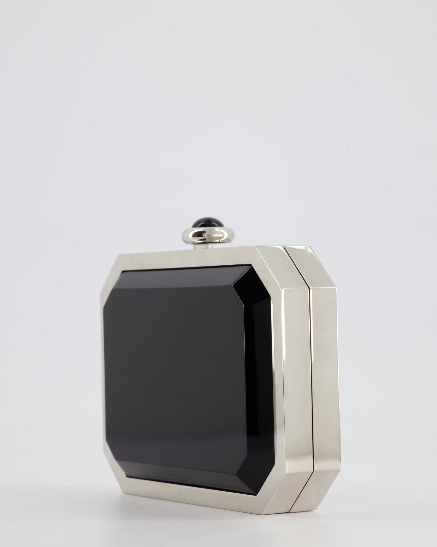 Chanel Silver, Black Minaudiere Plexiglass Clutch Bag
