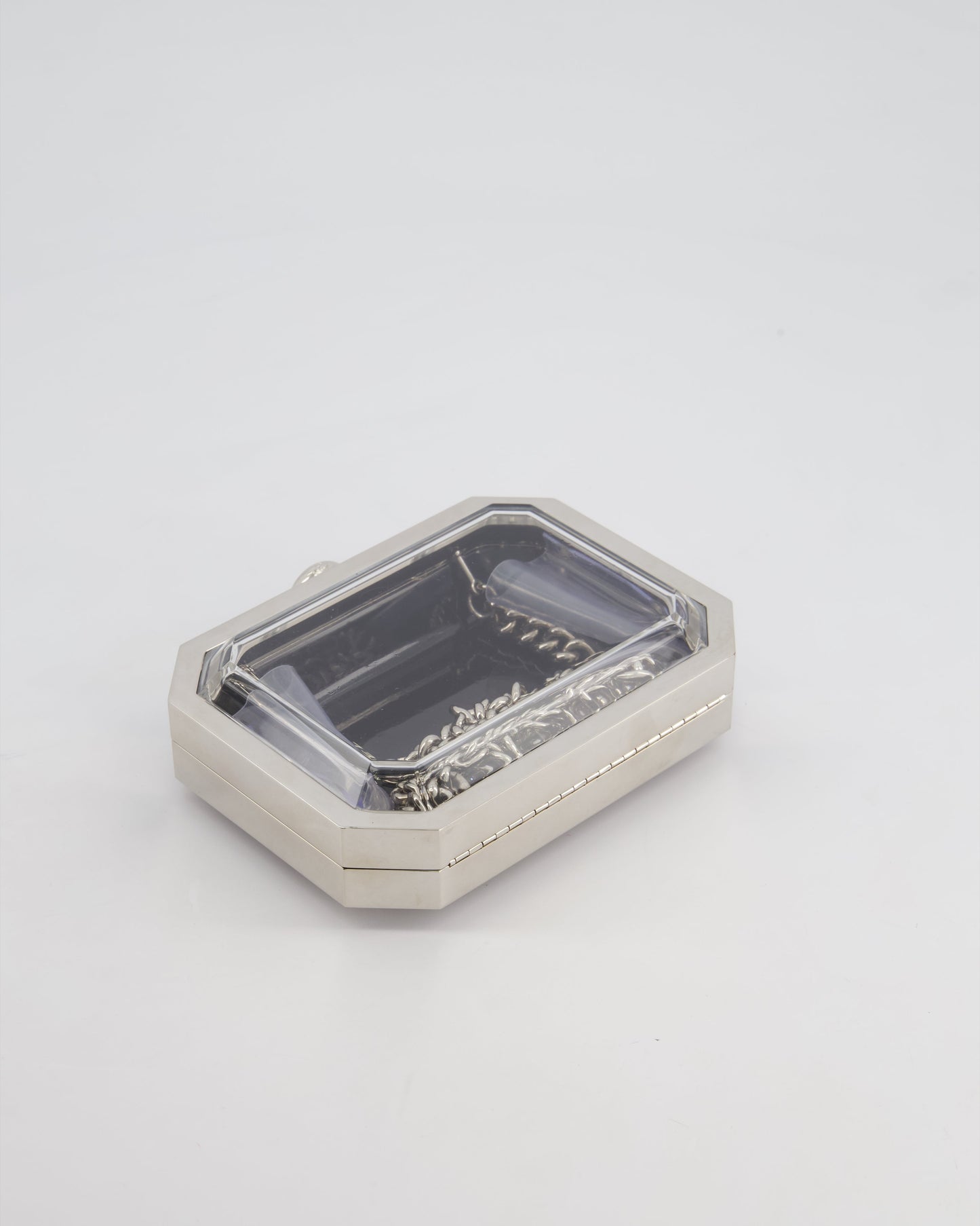 Chanel Silver, Black Minaudiere Plexiglass Clutch Bag