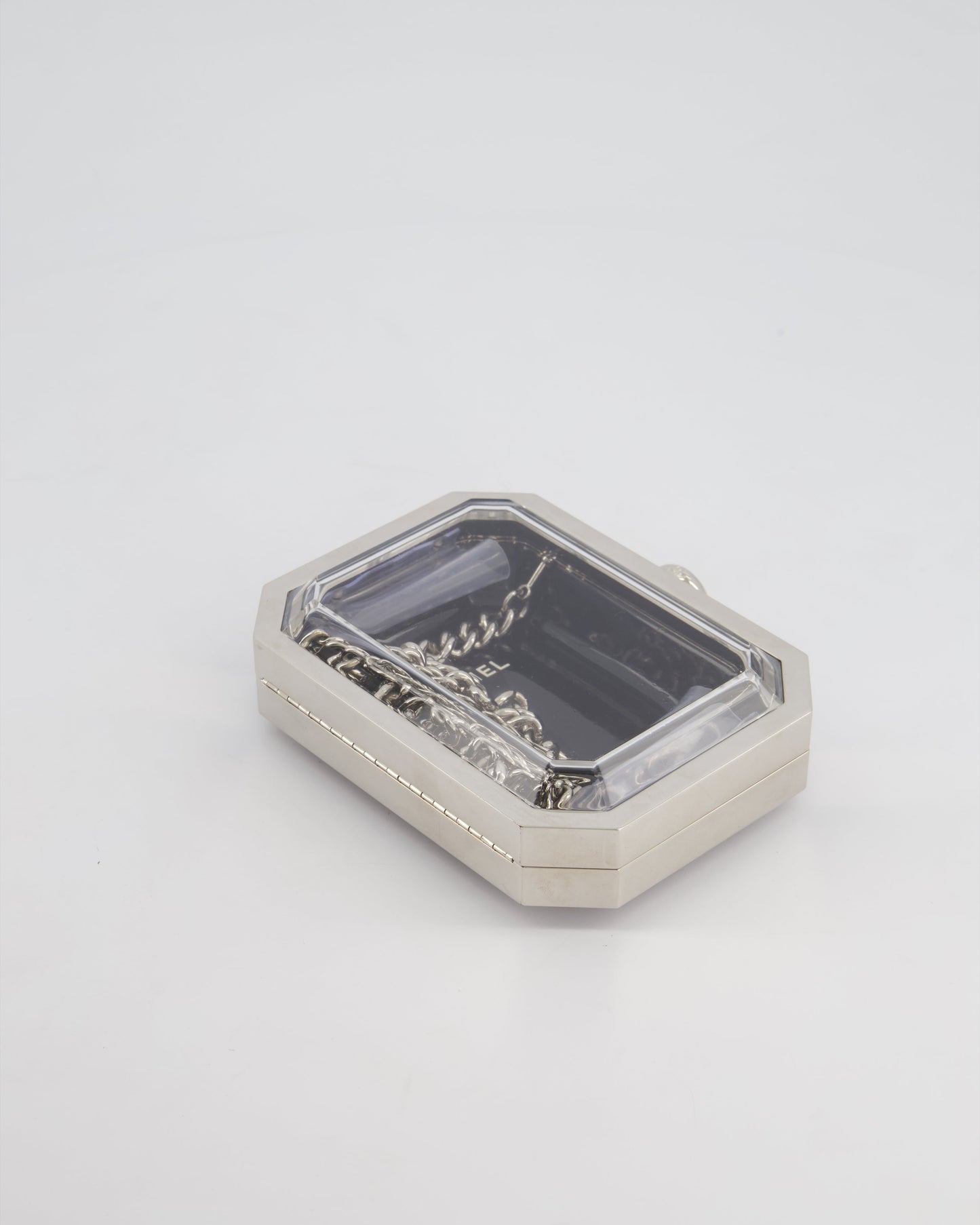 Chanel Silver, Black Minaudiere Plexiglass Clutch Bag