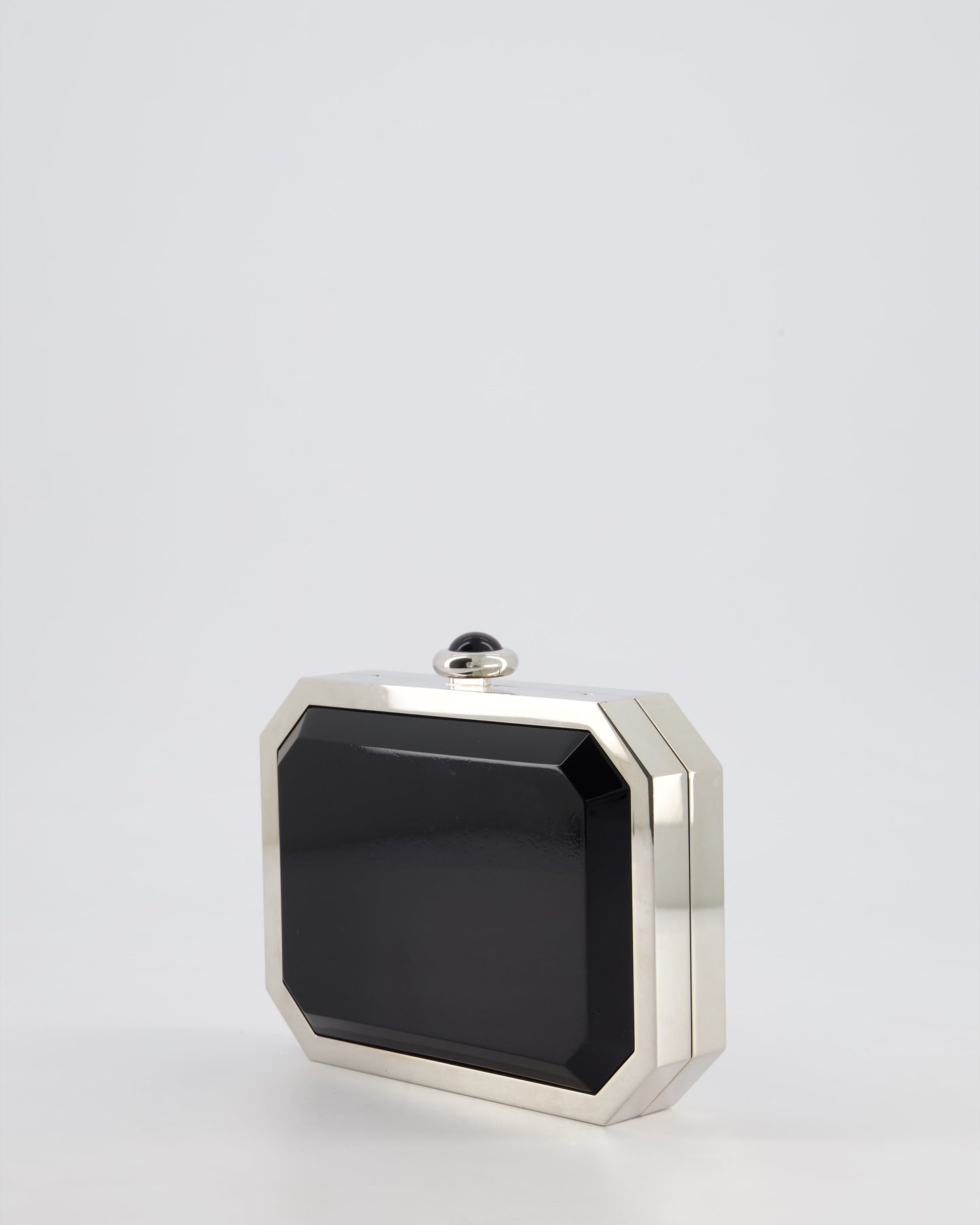 Chanel Silver, Black Minaudiere Plexiglass Clutch Bag