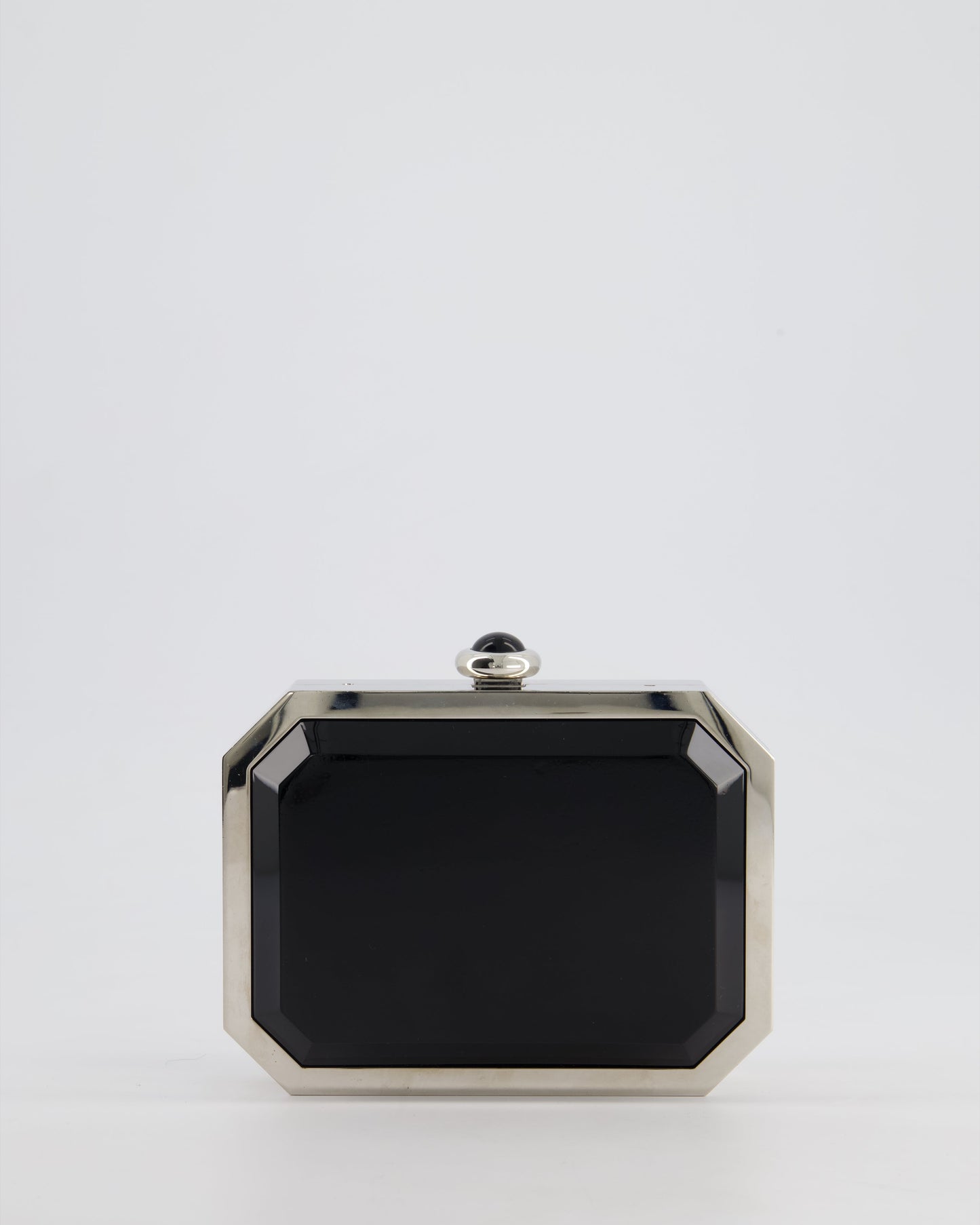 Chanel Silver, Black Minaudiere Plexiglass Clutch Bag