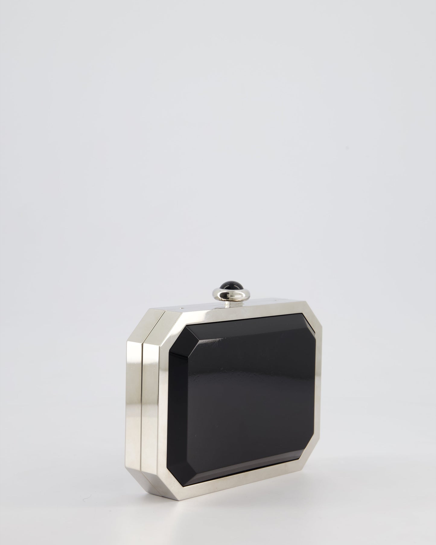Chanel Silver, Black Minaudiere Plexiglass Clutch Bag