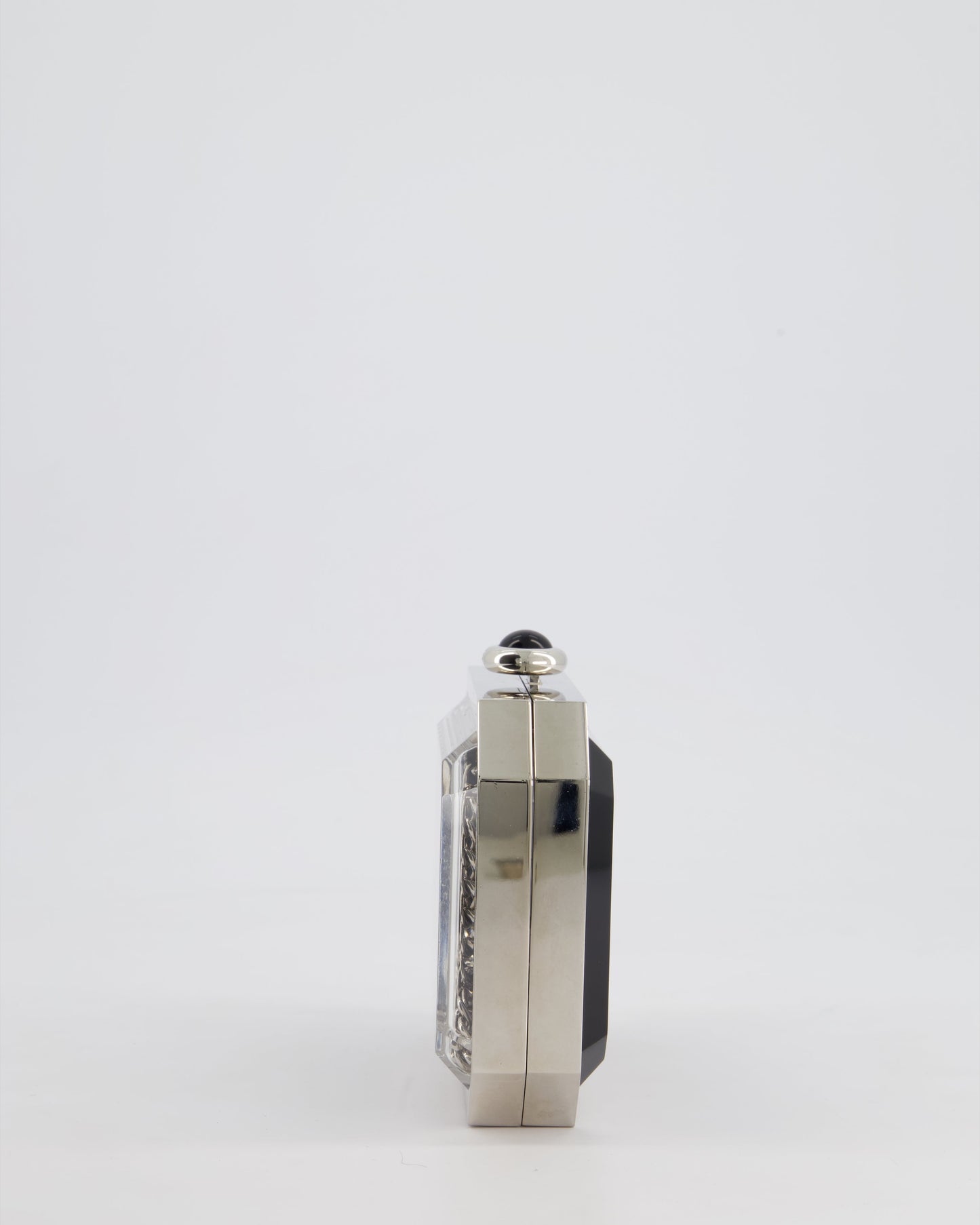 Chanel Silver, Black Minaudiere Plexiglass Clutch Bag