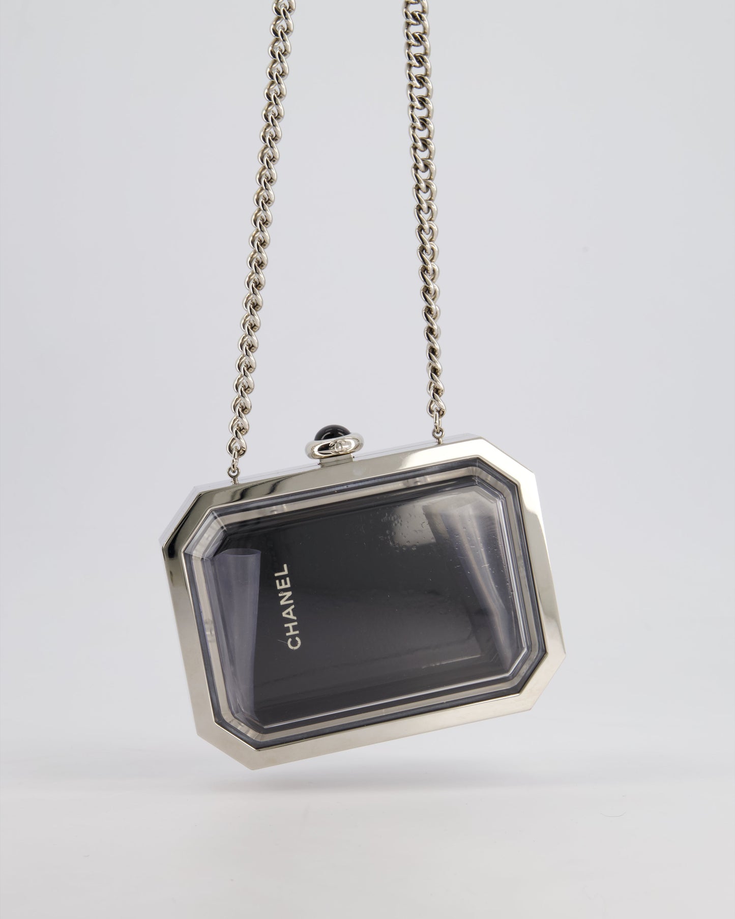 Chanel Silver, Black Minaudiere Plexiglass Clutch Bag
