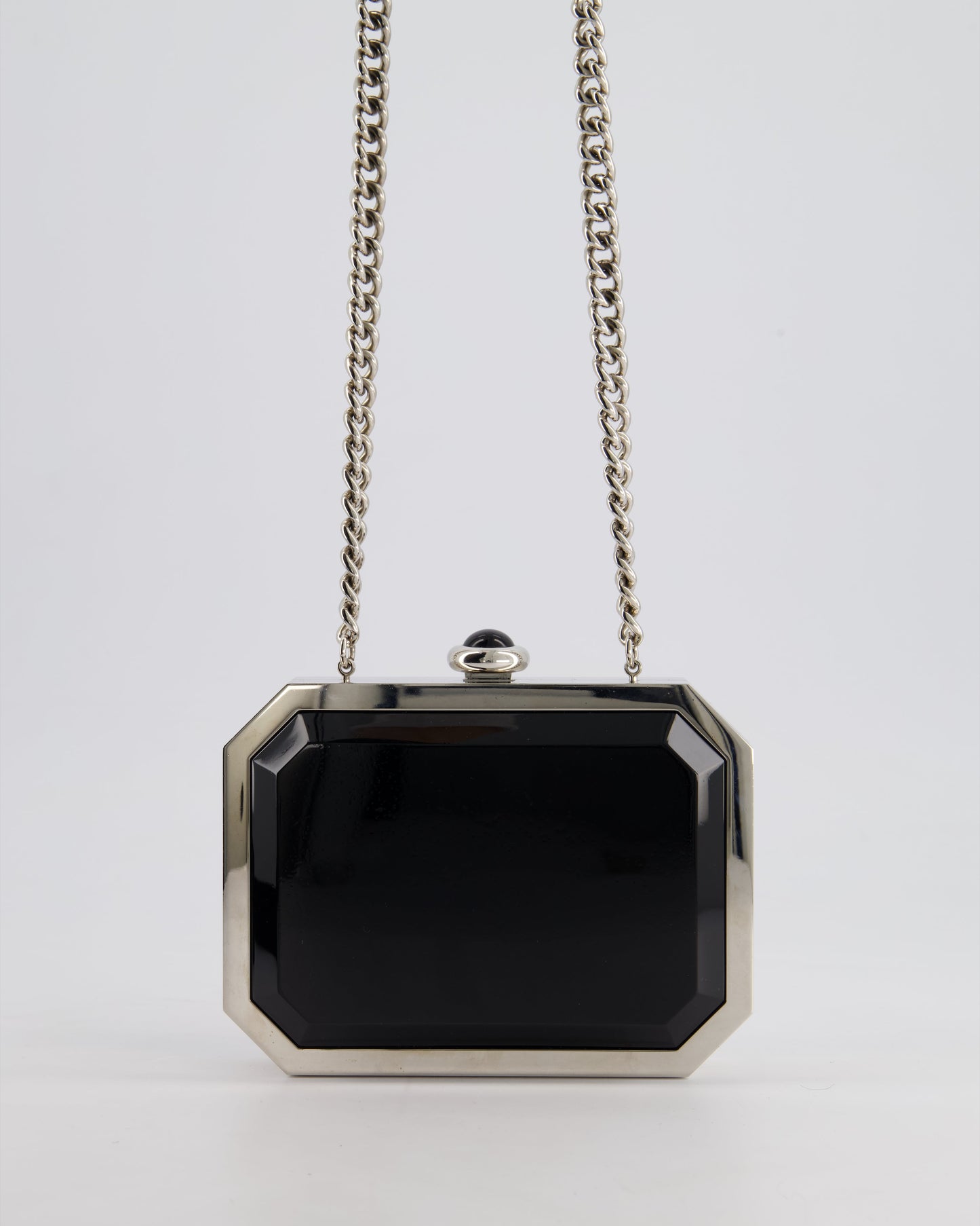 Chanel Silver, Black Minaudiere Plexiglass Clutch Bag