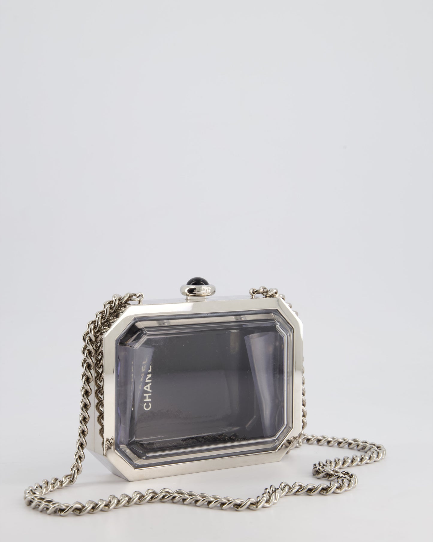 Chanel Silver, Black Minaudiere Plexiglass Clutch Bag