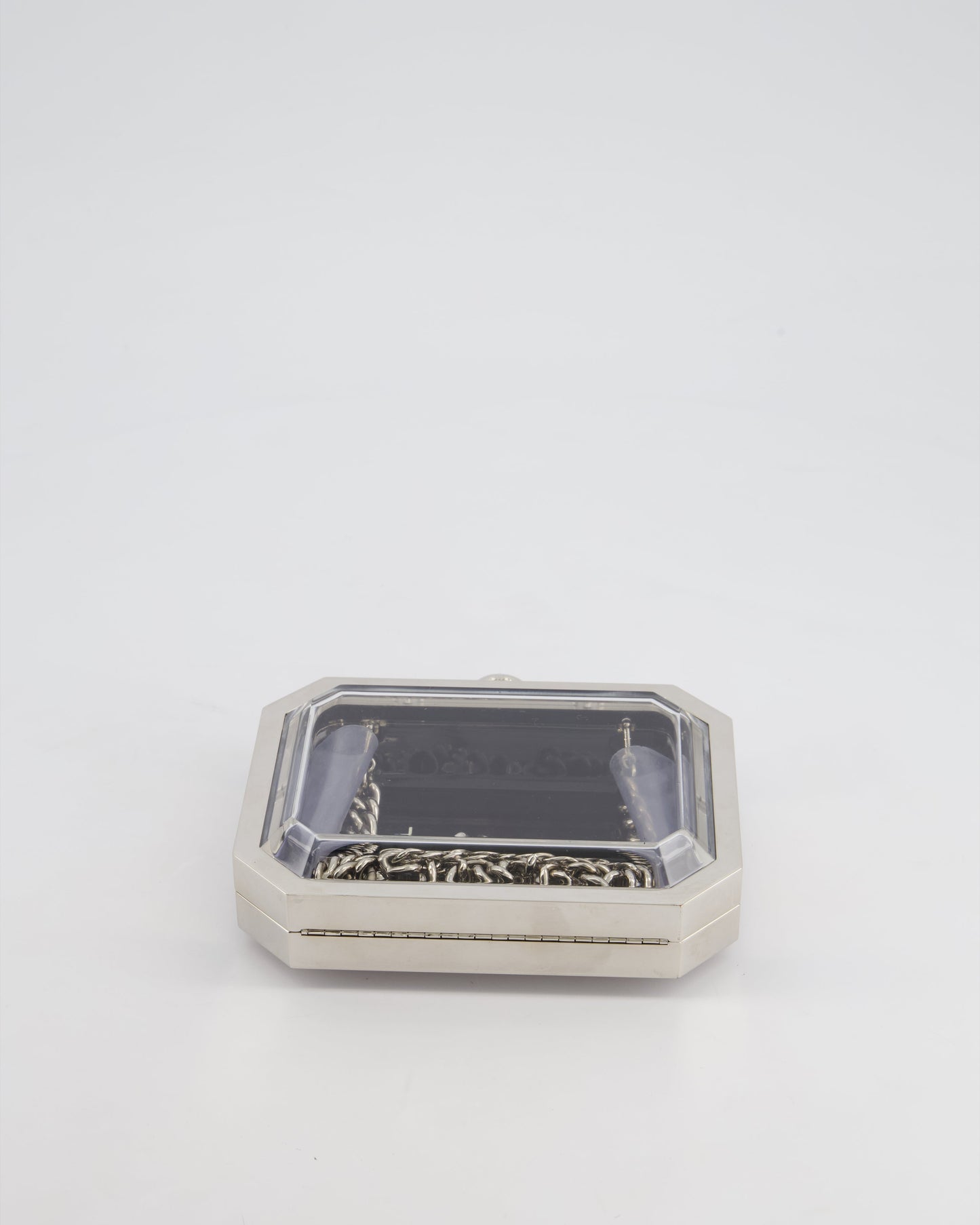 Chanel Silver, Black Minaudiere Plexiglass Clutch Bag