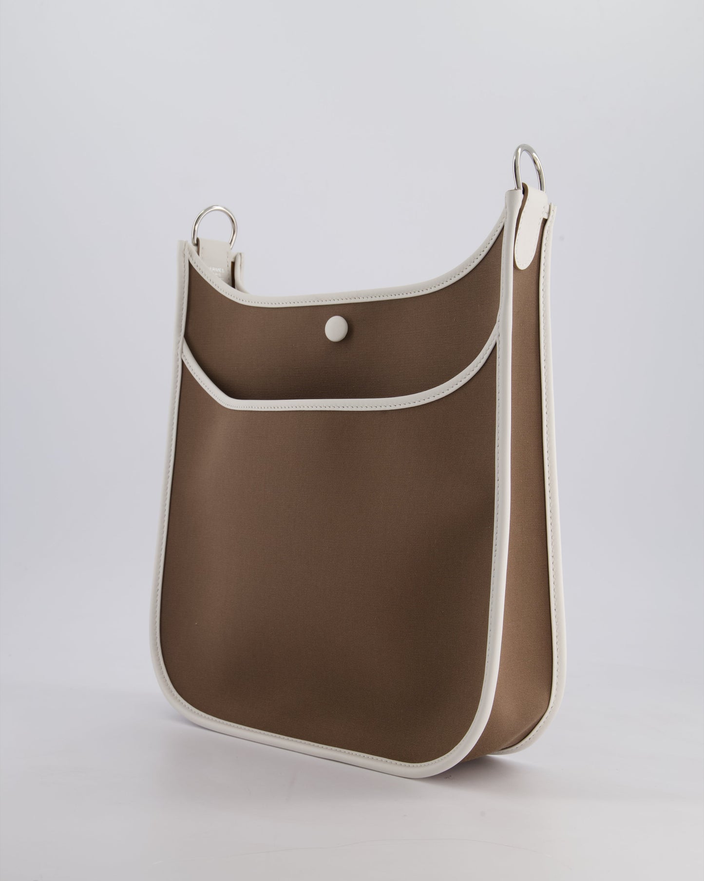 Hermès Evelyne 29 in Neo Etoupe Canvas and White with Palladium Hardware
