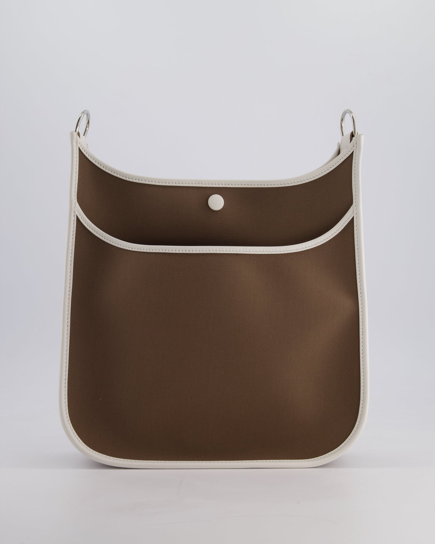 Hermès Evelyne 29 in Neo Etoupe Canvas and White with Palladium Hardware