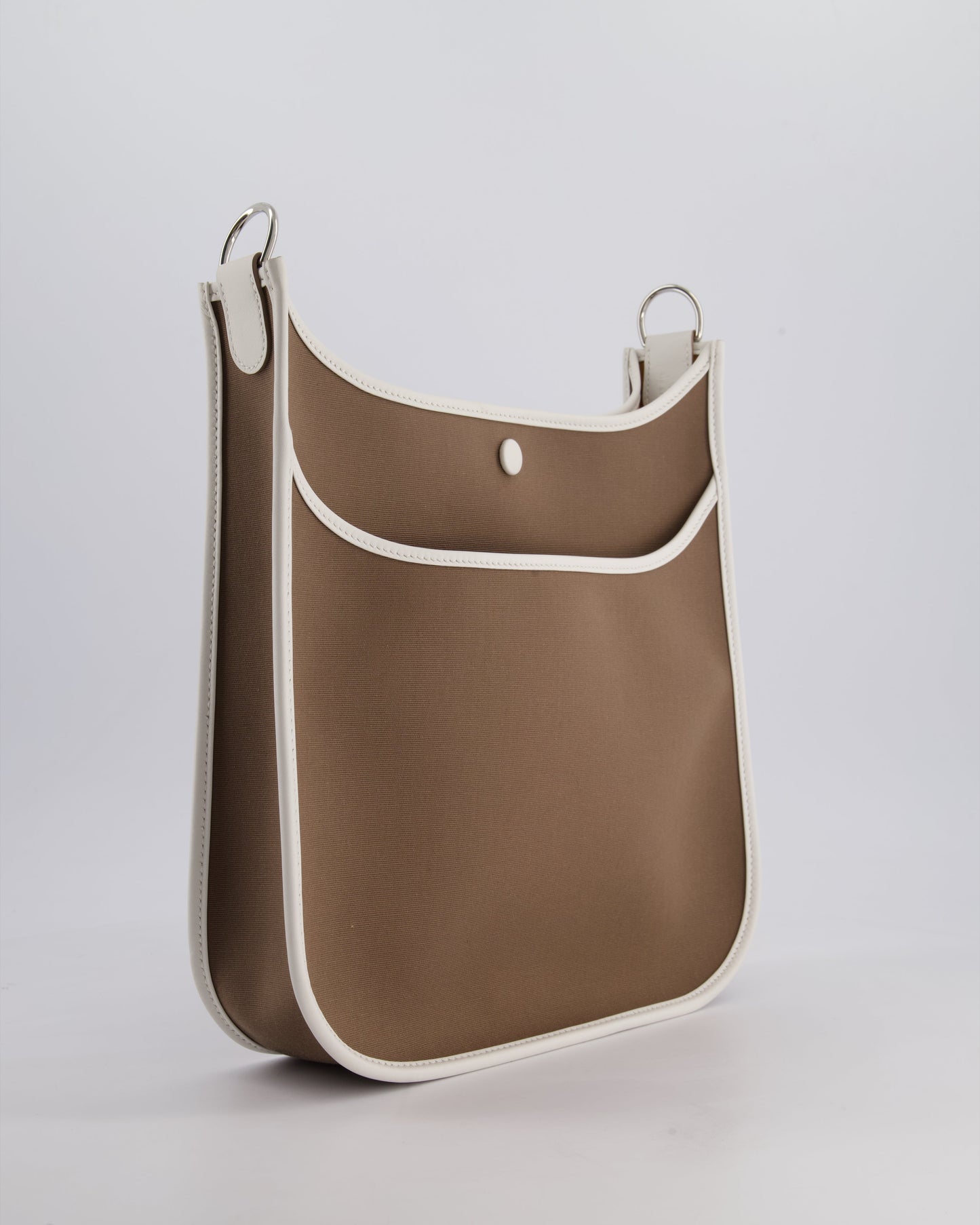 Hermès Evelyne 29 in Neo Etoupe Canvas and White with Palladium Hardware