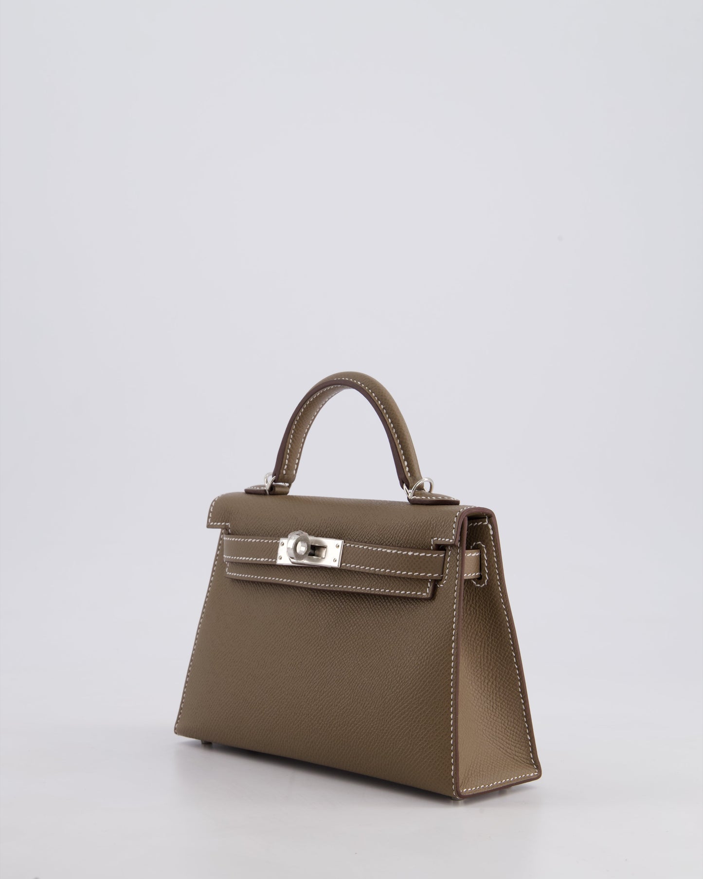 *HOT* Hermès Mini Kelly II 20 Bag in Etoupe Epsom Leather with Palladium Hardware