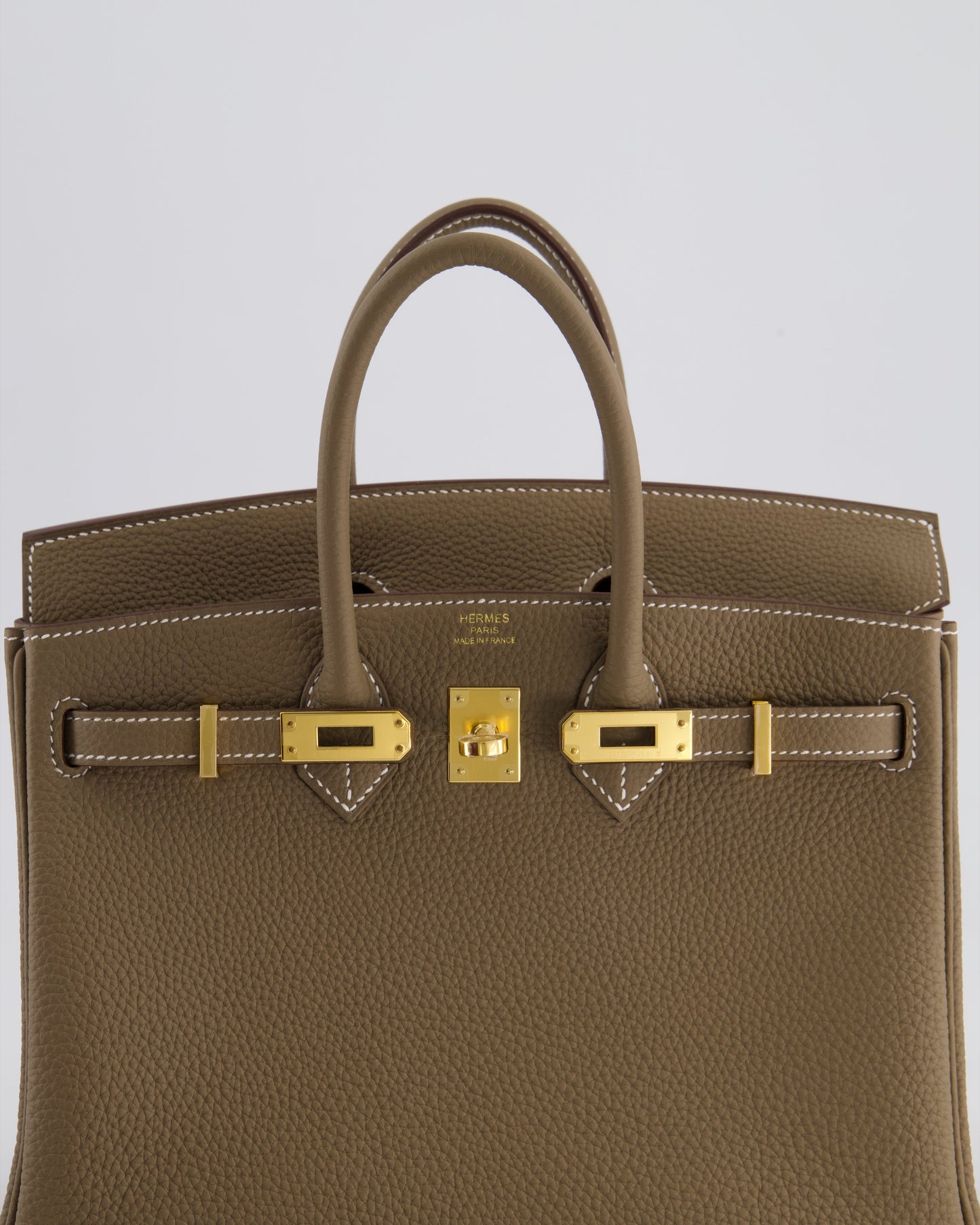 Hermès Birkin 25 Retourne Bag in Etoupe Togo Leather with Gold Hardware