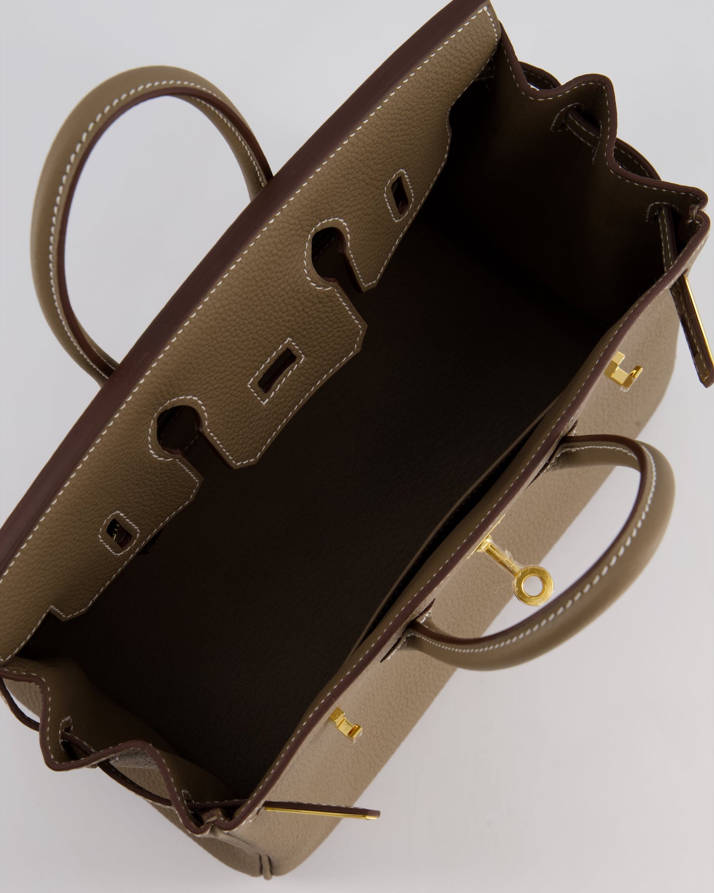Hermès Birkin 25 Retourne Bag in Etoupe Togo Leather with Gold Hardware